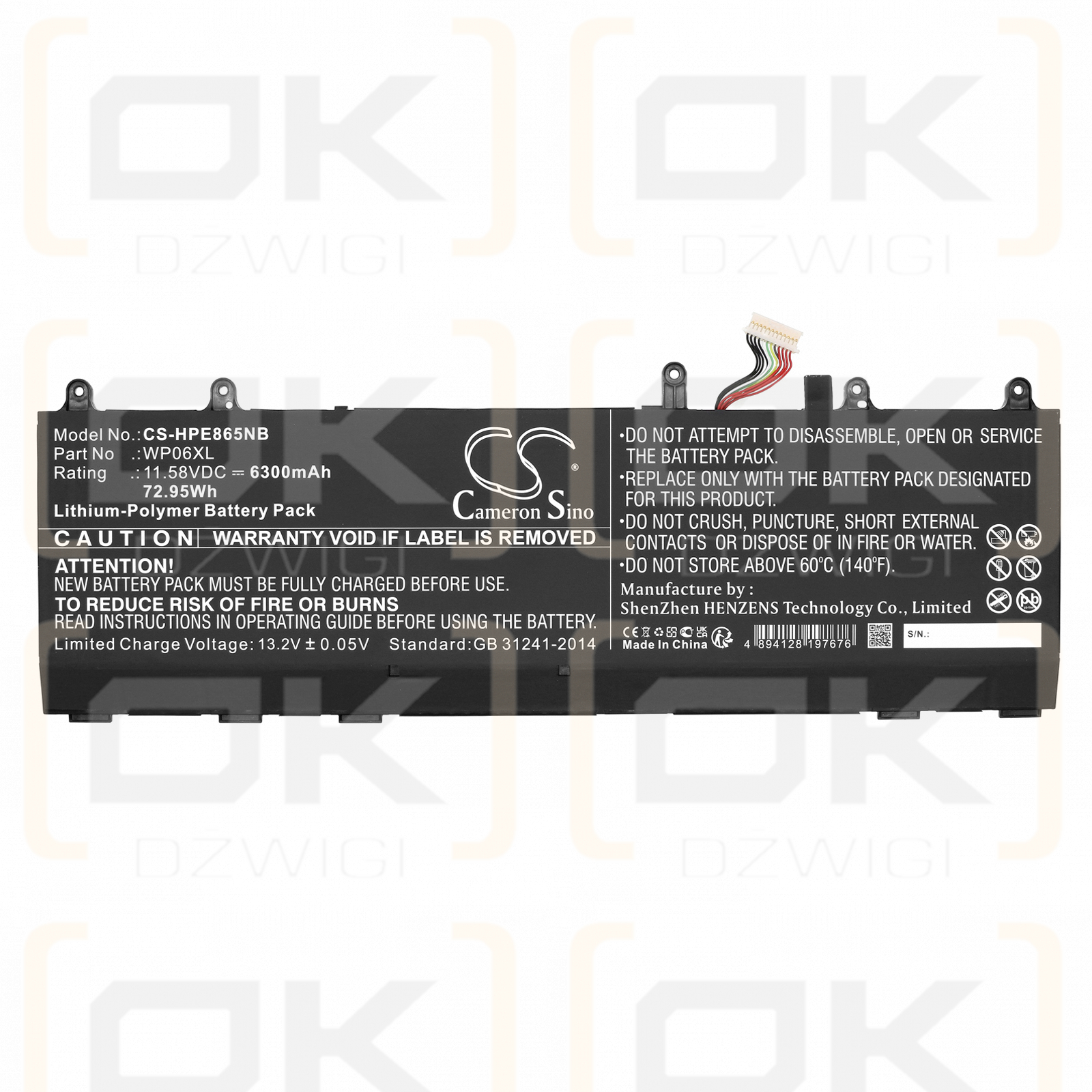 HP Elitebook 865 G9 6G9S5PA / WP06XL 6300 mAh Li-Polymer 11,58 V (Cameron Sino)