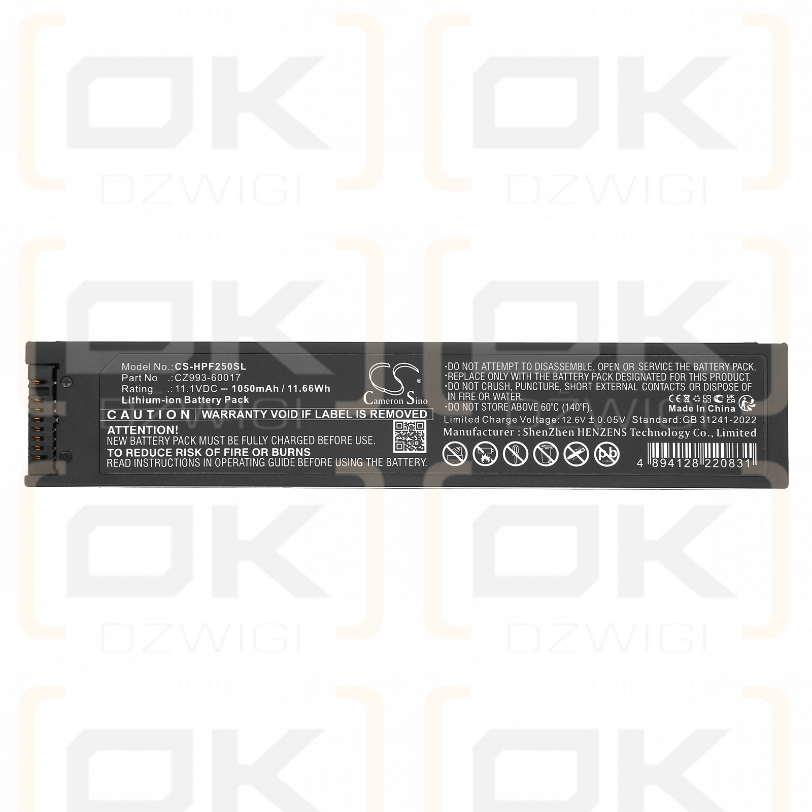 HP OfficeJet 252C Mobiler All-in-One-Drucker / CZ993-60017 1050 mAh Li-Ion 11,1 V (Cameron Sino)