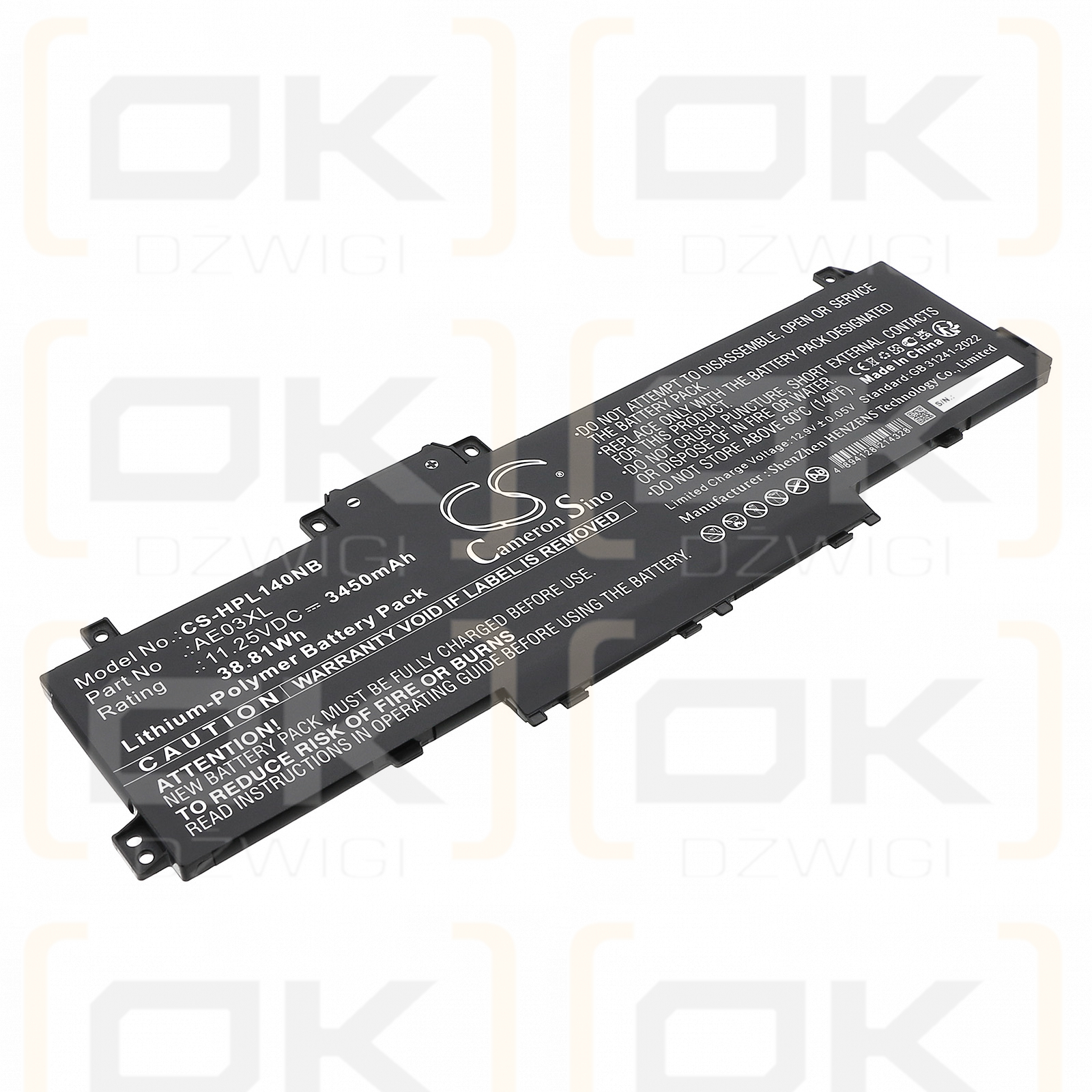 Batería de polímero de litio HP 15-FC0009NIA/AE03041XL de 3450 mAh y 11,25 V (Cameron Sino)
