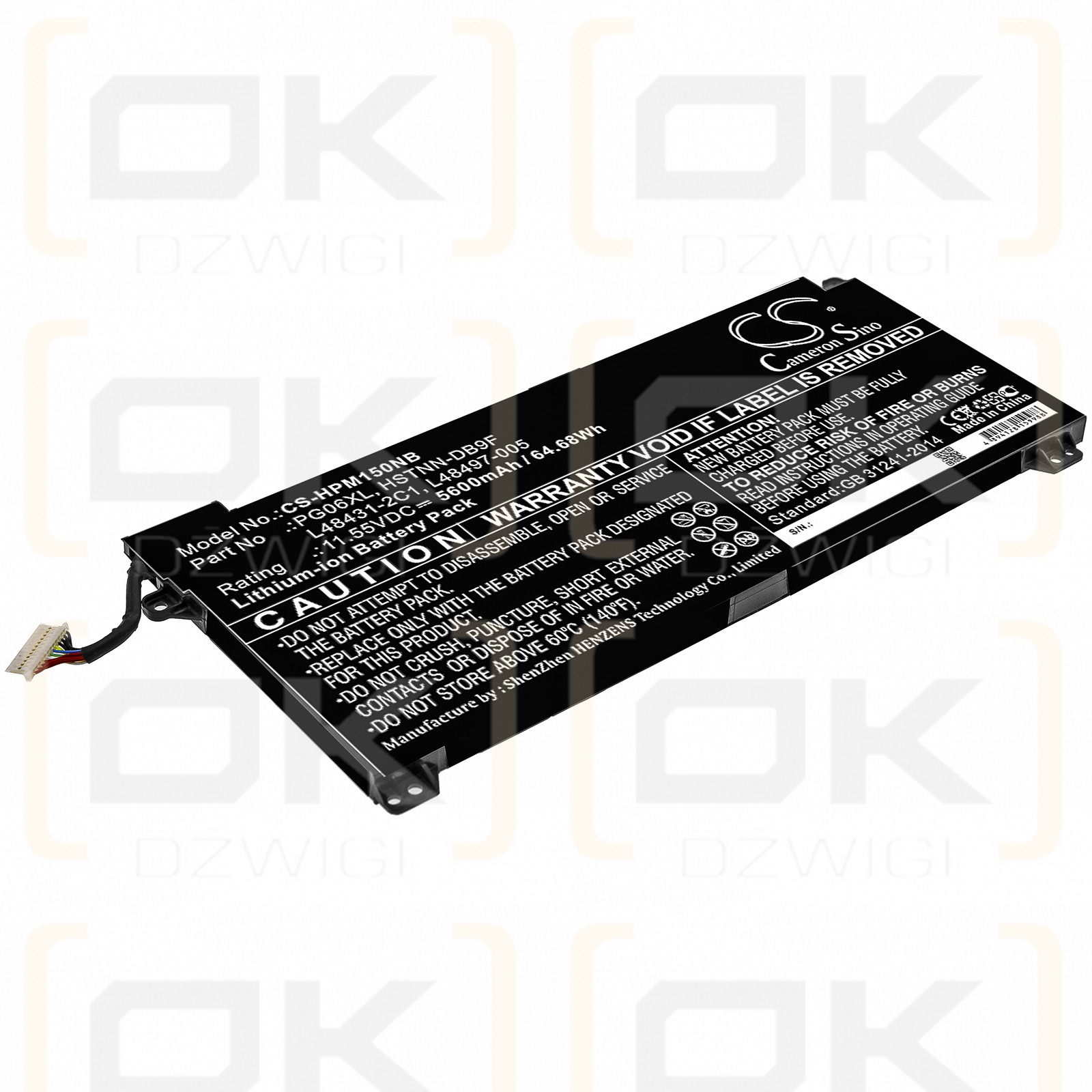 HP Omen 15-DH0017NH / PG06XL 5600mAh Li-ion 11.55V (Cameron Sino)