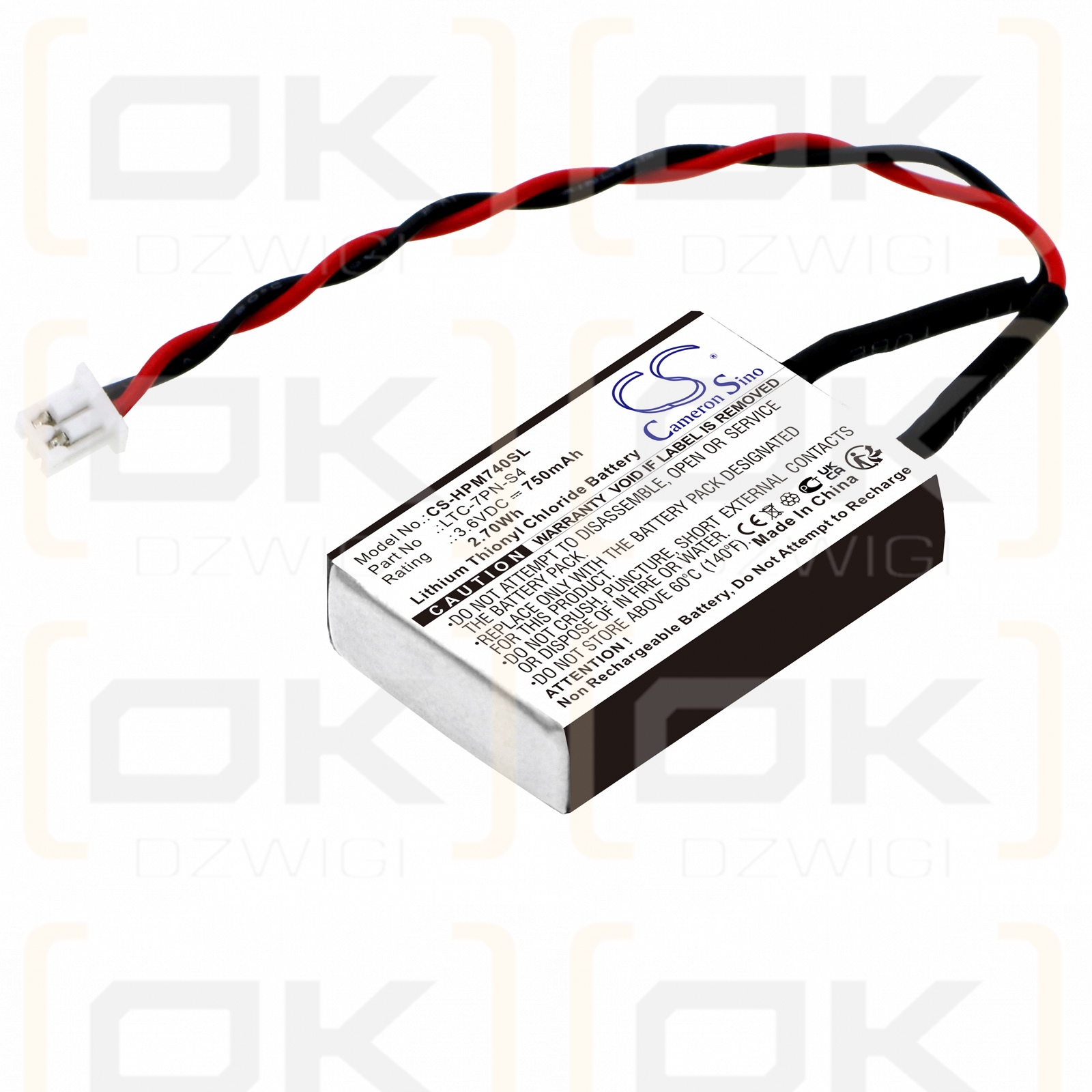 Memoria para impresora Heidelberg / LTC-7PN-S4 750mAh Li-SOCl2 3.6V (Cameron Sino)