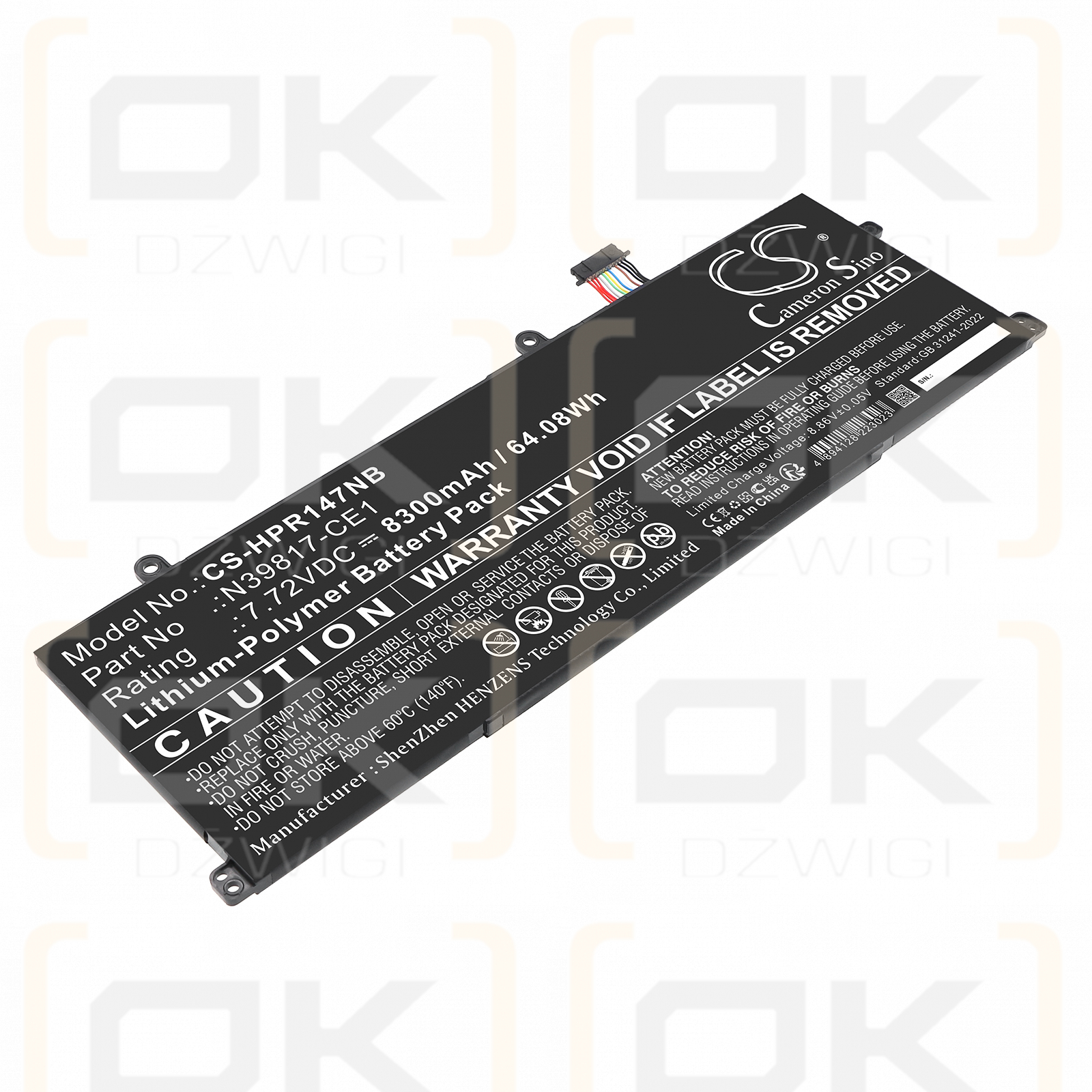 HP Spectre x360 2-in-1 14t-eu000 / HSTNN-WB0F 8300 mAh Li-Polymer 7,72 V (Cameron Sino)
