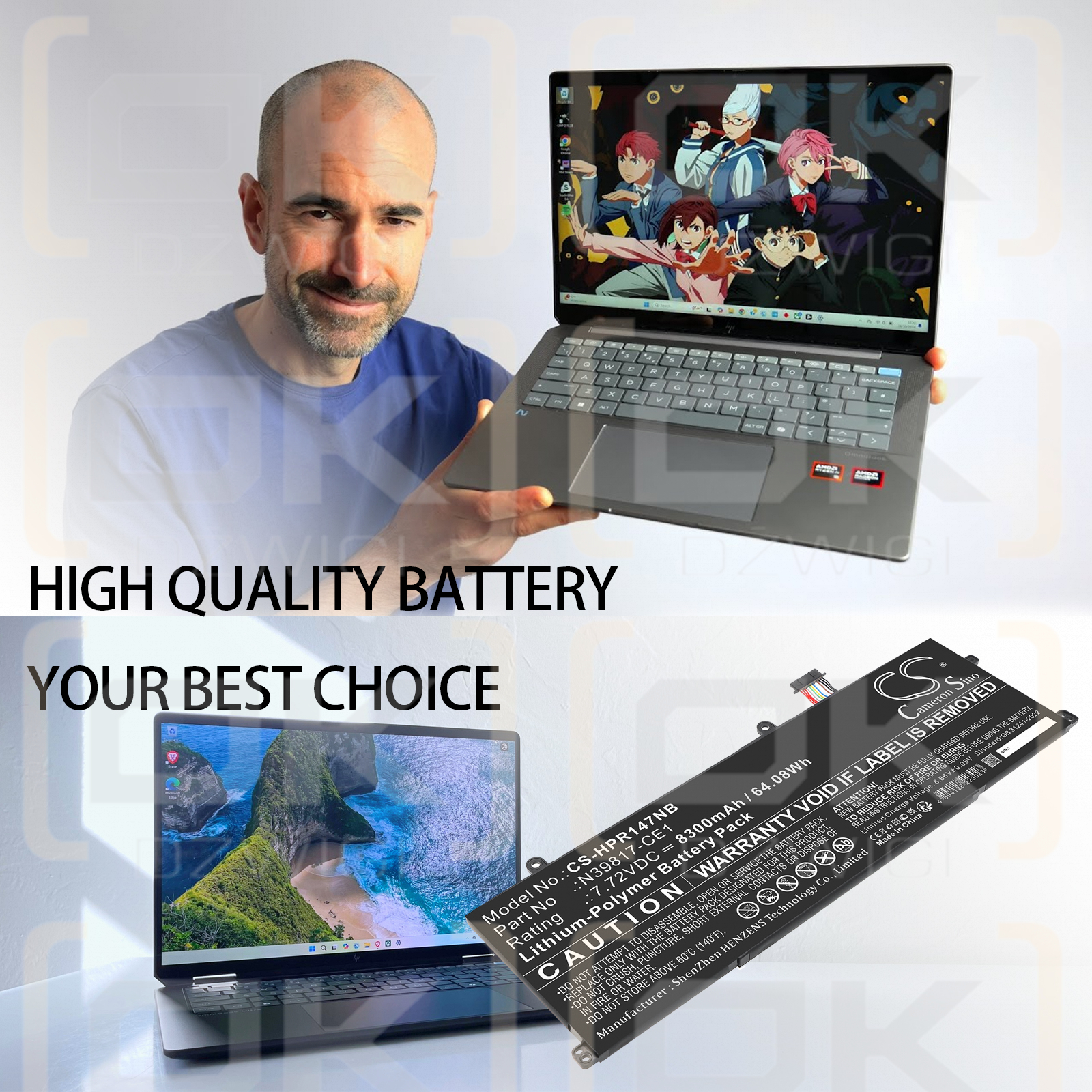 HP Spectre x360 2-in-1 14t-eu000 / HSTNN-WB0F 8300 mAh Li-Polymer 7,72 V (Cameron Sino)