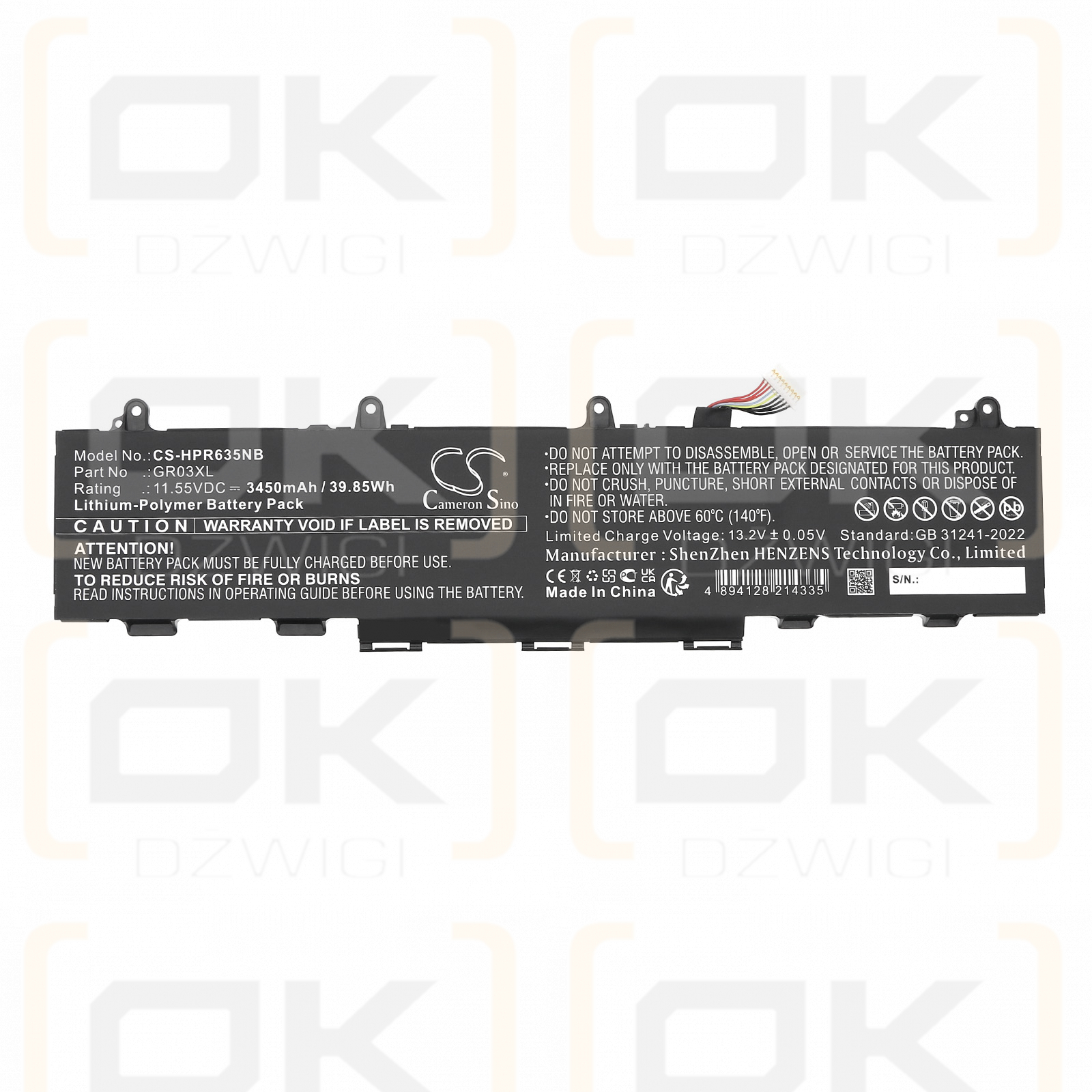HP ProBook 635 Aero G7 320T7PA / GR03042XL 3450mAh Li-Polymer 11.55V (Cameron Sino)