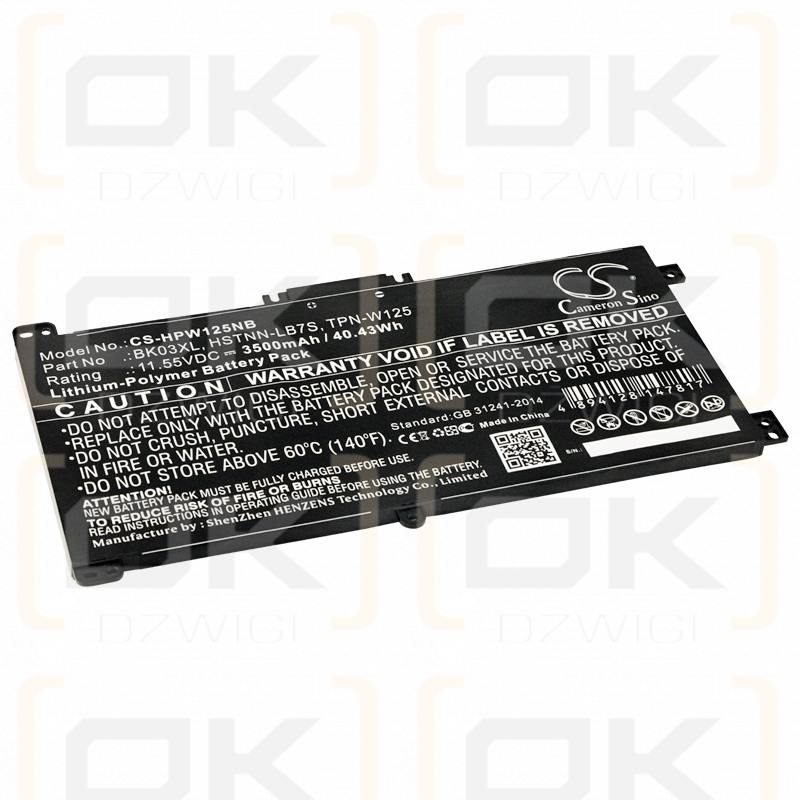 HP Pavilion X360 14-BA070TU / BK03XL 3500mAh Li-Polymer 11.55V (Cameron Sino)