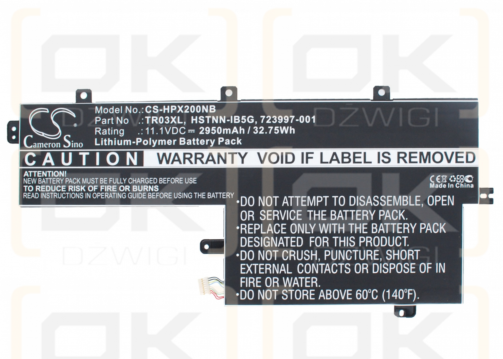 HP Split X2 13-G / TR03XL 2950mAh Li-Polymer 11.1V (Cameron Sino)