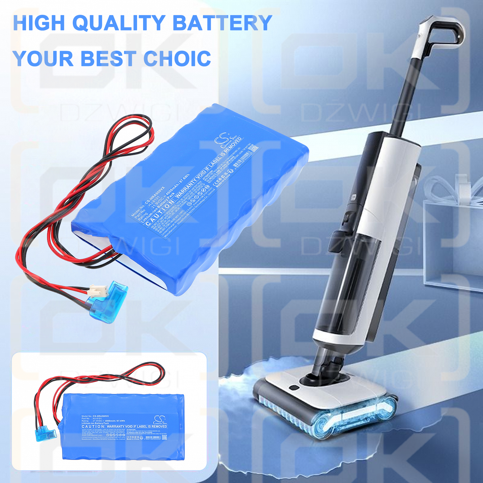 Haier A500 Floor Washing Machine - 3-in-1 Automatic Mopping & Drying / HJ-6101 4000mAh Li-ion 21.9V (Cameron Sino)