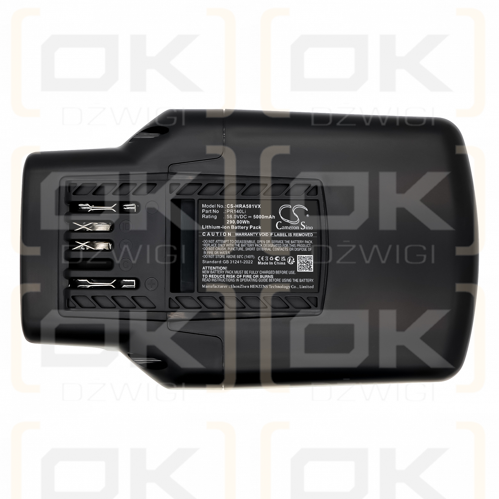 Batería PoulanPro PR140Li/PR140Li de ion de litio de 5000 mAh y 58,0 V (Cameron Sino)