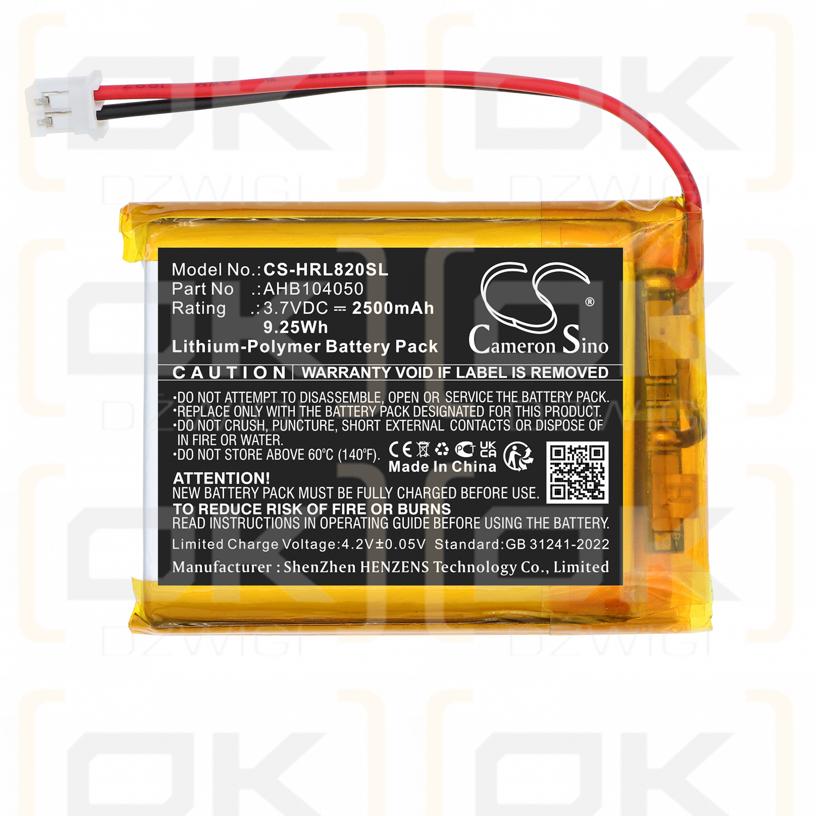 Hairmax Laserbrand 82 / AHB104050 2500 mAh Li-Polymer 3.7 V (Cameron Sino)