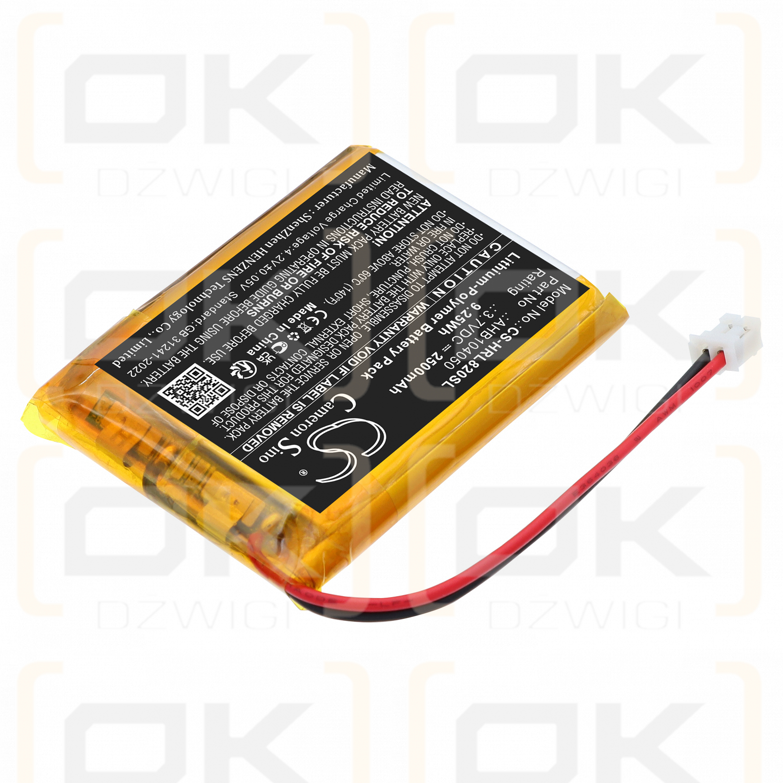 Hairmax Laserbrand 82 / AHB104050 2500 mAh Li-Polymer 3.7 V (Cameron Sino)