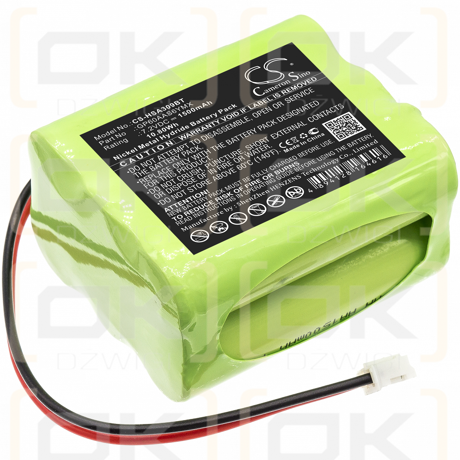 Panel de control de alarma de monitoreo del hogar Yale HSA3095 / GP60AAS6YMX 1500mAh Ni-MH 7.2V (Cameron Sino)