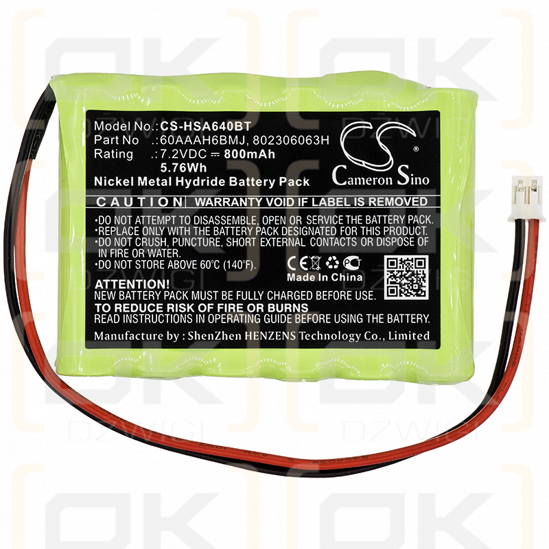 Yale Easy AI / 60AAAH6BMJ 800mAh Ni-MH 7.2V (Cameron Sino)