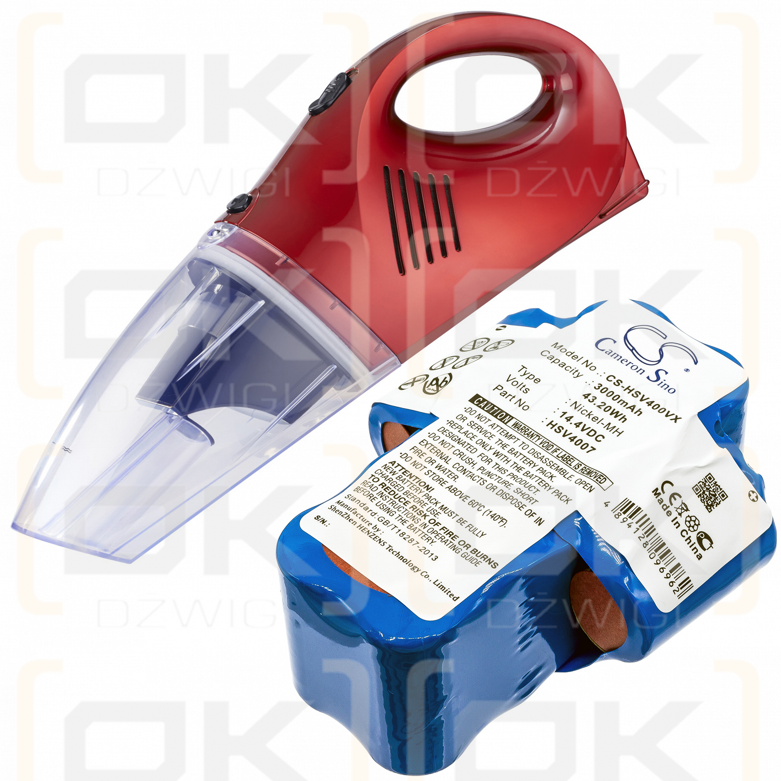 Hoover HSV4007 / HSV4007 3000 mAh Ni-MH 14,4 V (Cameron Sino)