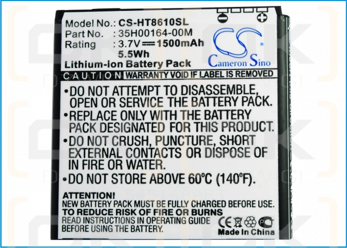Сменный аккумулятор для T-Mobile PG86100 / 35H00164-00M 1500 мАч Li-ion 3,7 В (Cameron Sino)