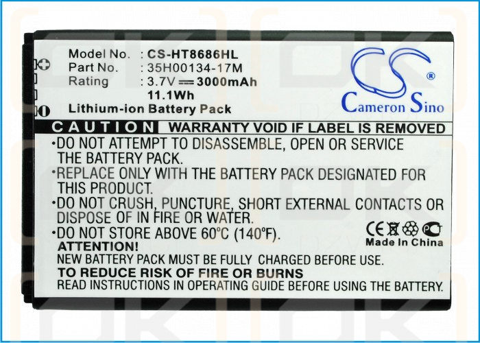 HTC T8686 / 35H00134-17M 3000mAh Li-ion 3.7V (Cameron Sino)