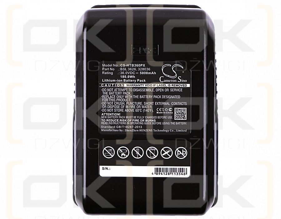 Hitachi DH36DL / BSL 3626 5000mAh Li-ion 36.0V (Cameron Sino)