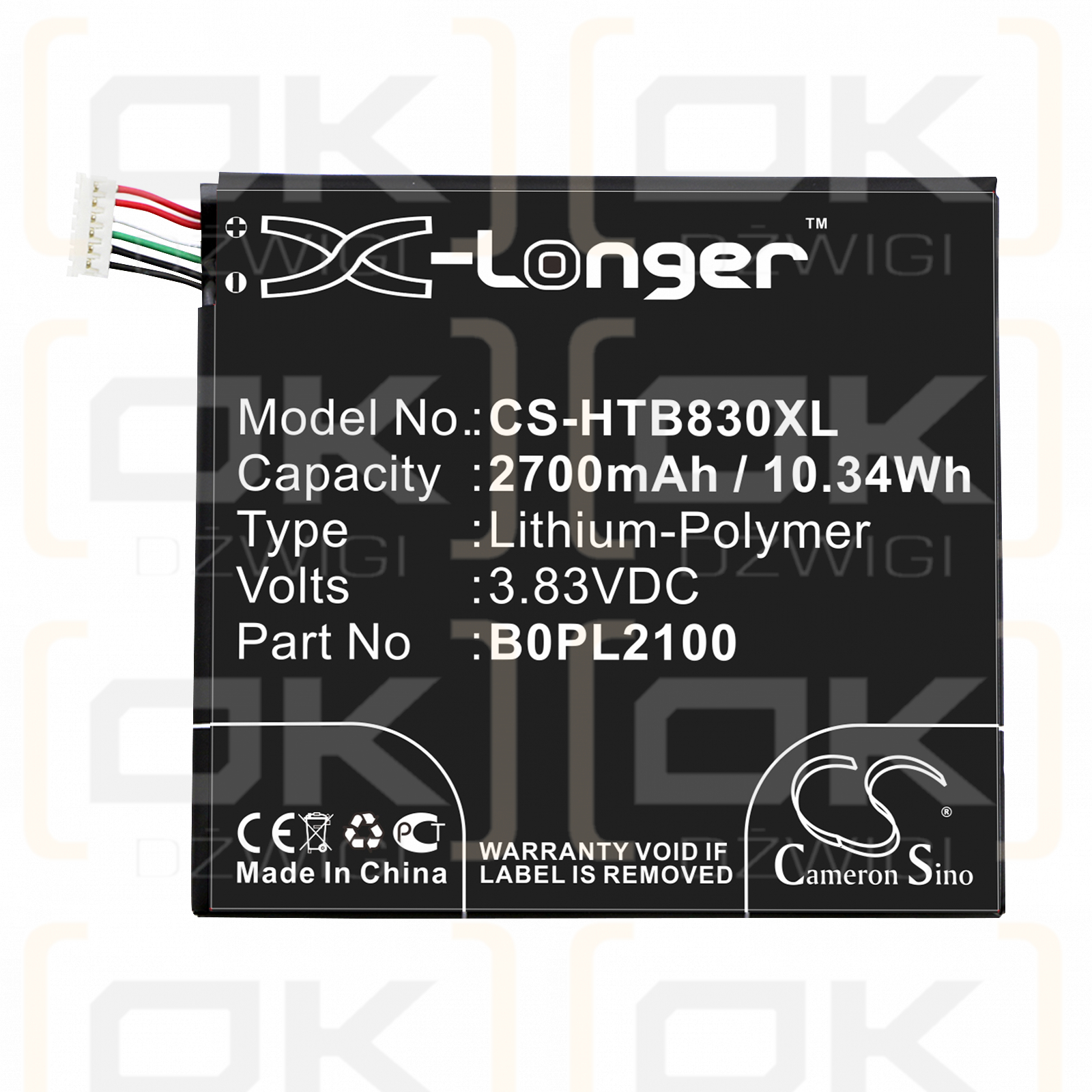 HTC B3 / B0PL2100 2700 mAh Li-Polymer 3.83 V (Cameron Sino)