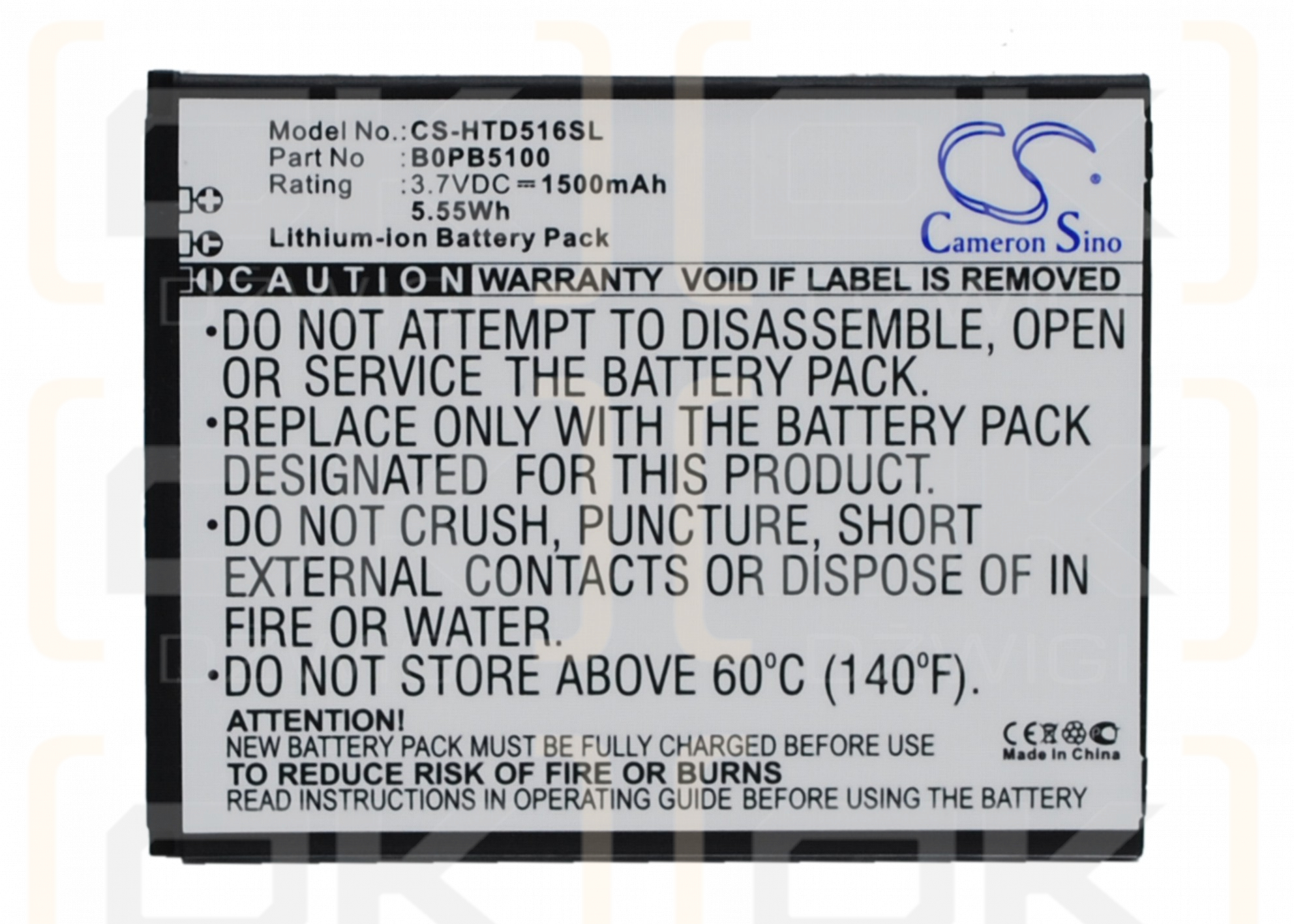 HTC D516d / B0PB5100 1500mAh Li-ion 3.7V (Cameron Sino)