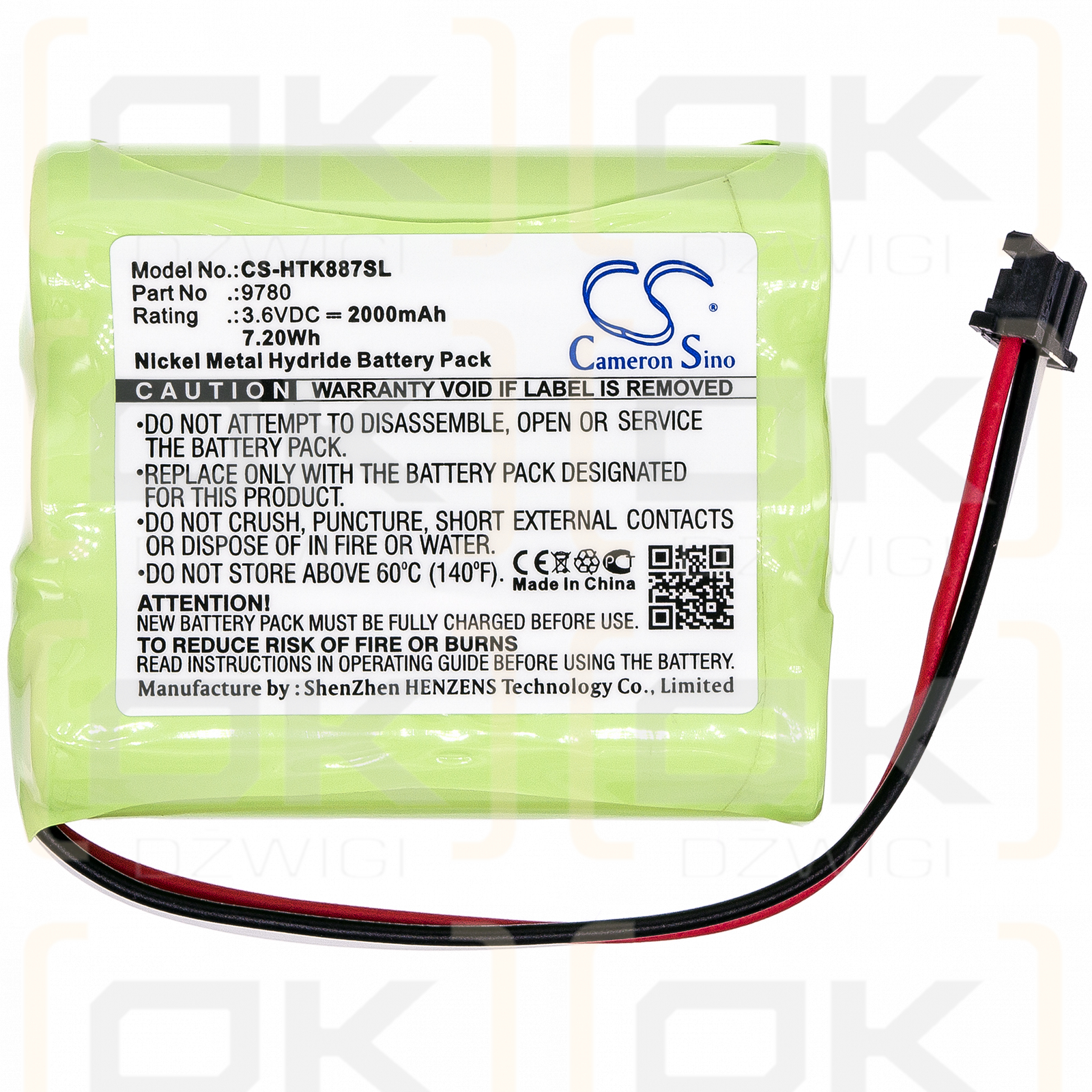 Hioki MR8870-30 / 9780 2000mAh Ni-MH 3.6V (Cameron Sino)