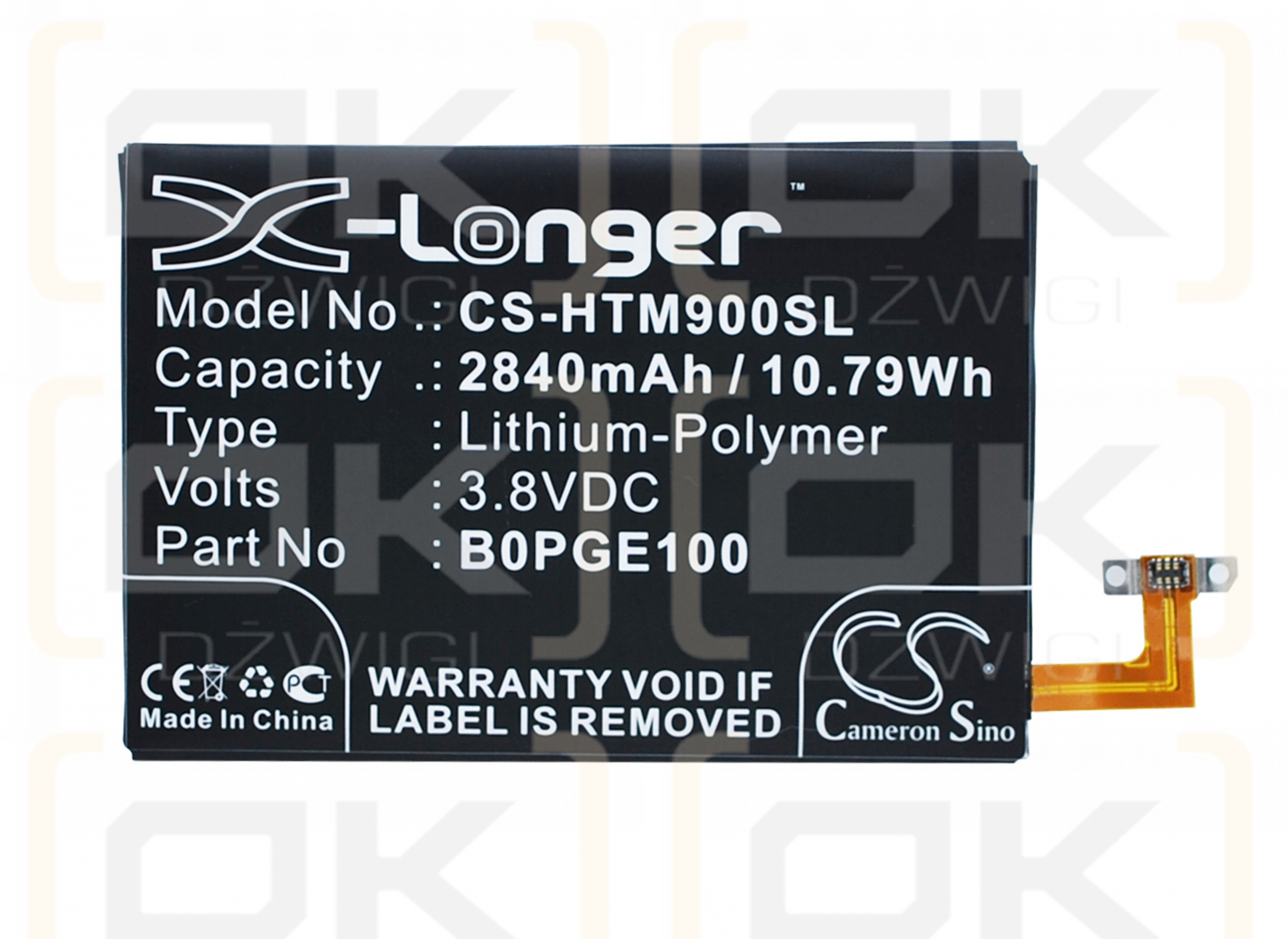 HTC S9 / B0PGE100 2840 mAh Li-Polymer 3,8 V (Cameron Sino)