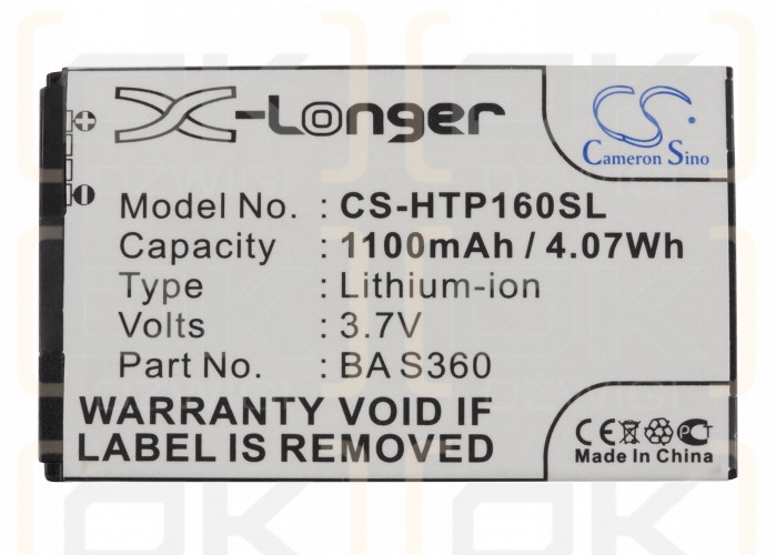 Replacement Battery for T-Mobile MDA Compact V / TOPA160 1100 mAh Li-ion 3.7 V (Cameron Sino)