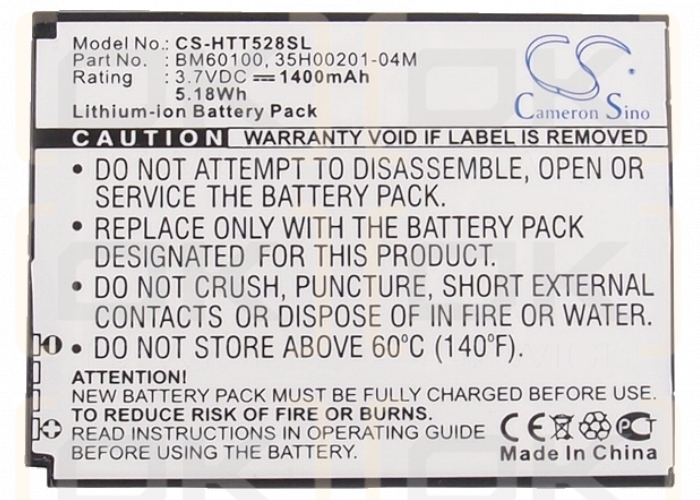 HTC PL80120 / BM60100 1400 mAh Li-Ion 3,7 V (Cameron Sino)