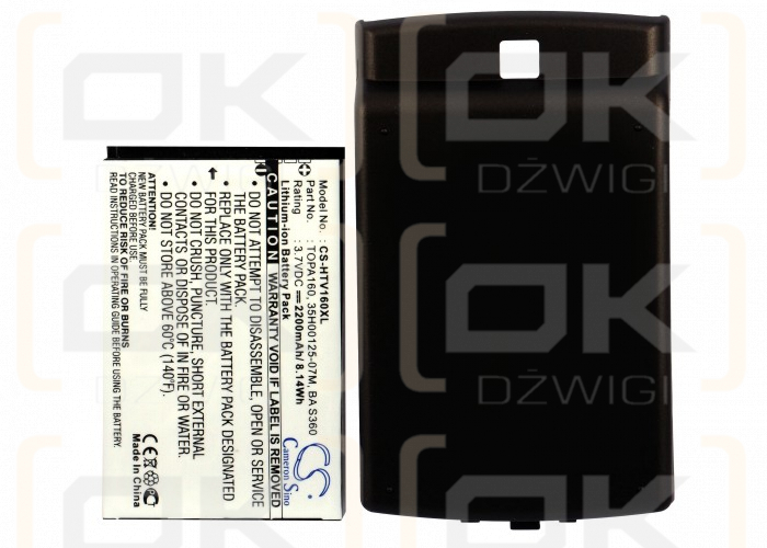 Batería T-Mobile MDA Compact V / TOPA160 de 2200 mAh y ion de litio de 3,7 V (Cameron Sino)
