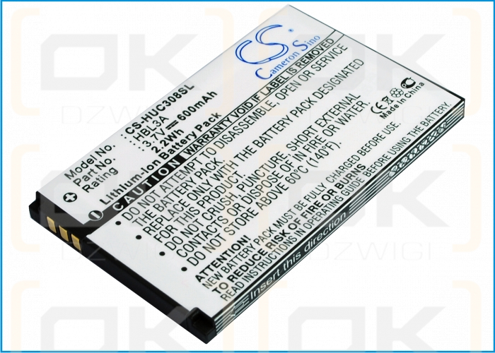 Replacement Battery for Huawei C2610 / HBL3A 600mAh Li-ion 3.7V (Cameron Sino)