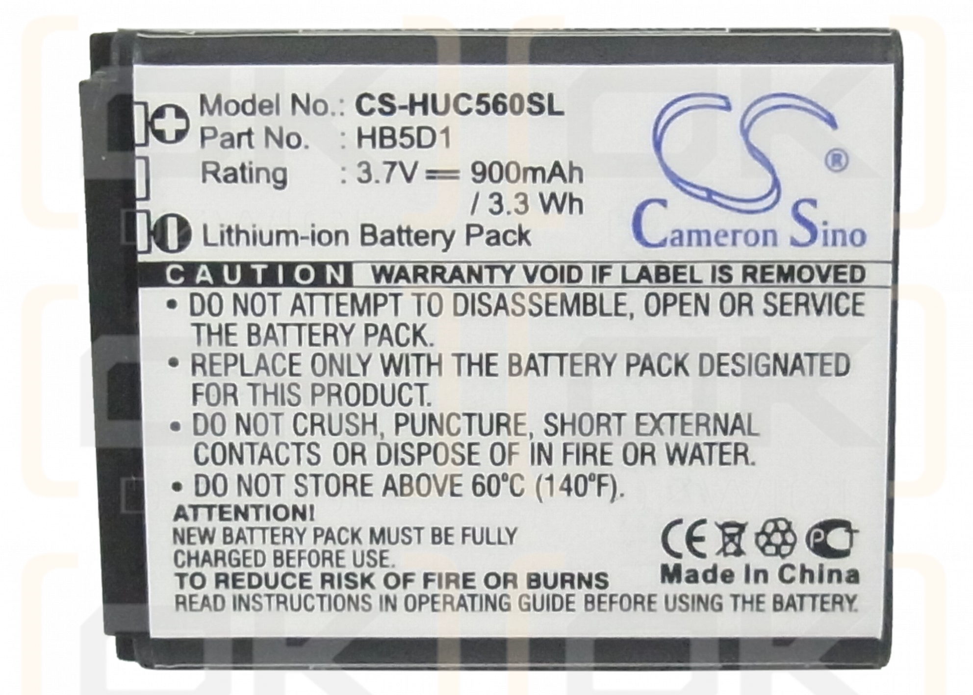 Huawei-Modell / HB5D1 900 mAh Li-Ion 3,7 V (Cameron Sino)