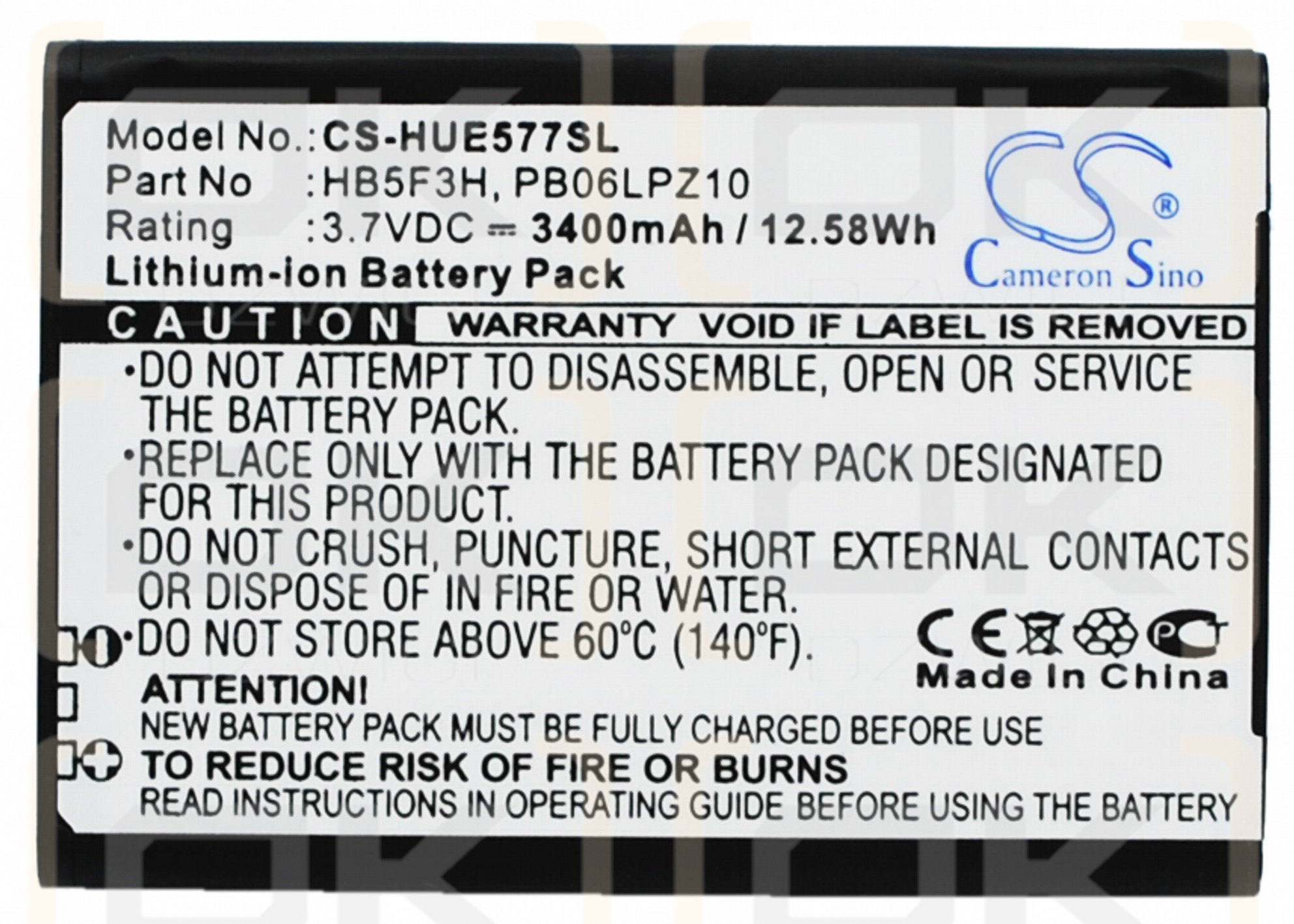 Huawei E5372TS-32 / HB5F3H 3400mAh Li-ion 3.7V (Cameron Sino)