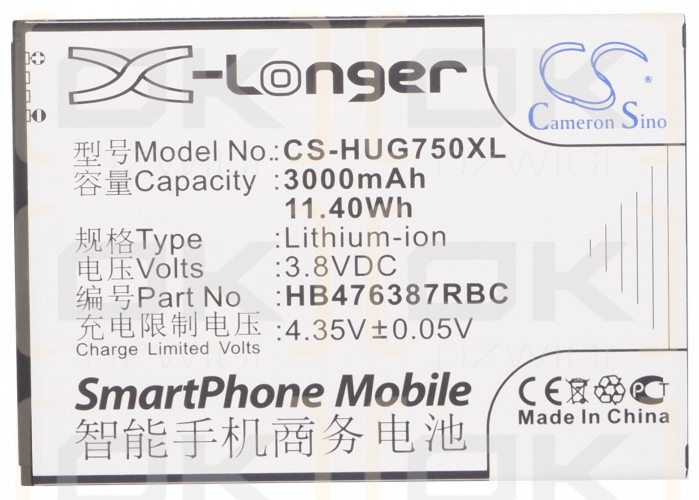 Huawei Ascend G750-T20 / HB476387RBC 3000mAh Li-ion 3.8V (Cameron Sino)