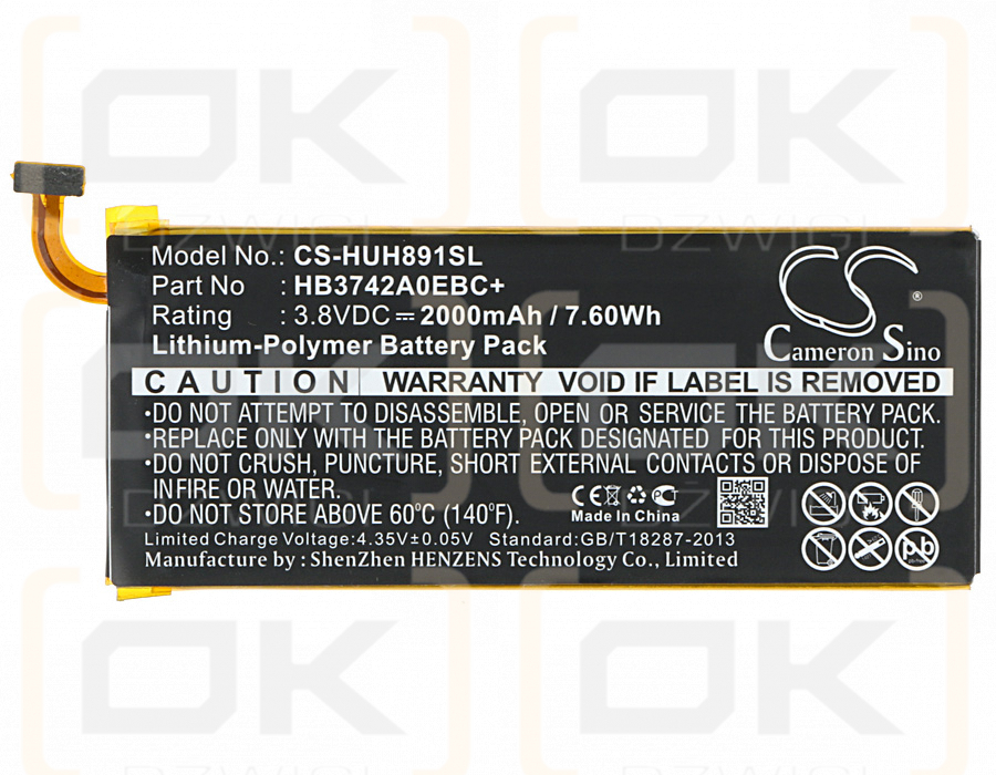 Huawei G620-A2 / HB3742A0EBC+ 2000mAh Li-Polymer 3.8V (Cameron Sino)