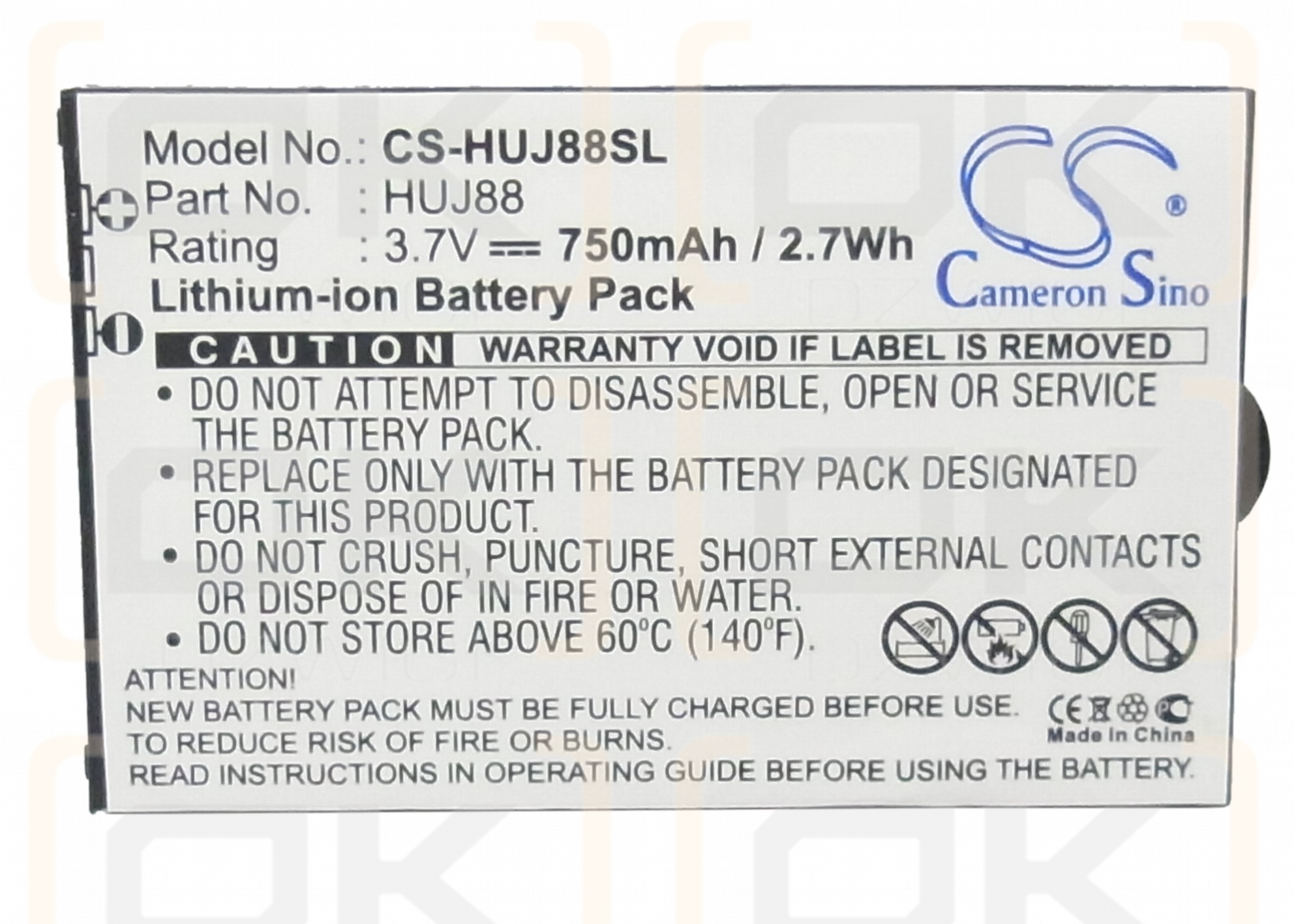 Huawei Cricket J88B 750mAh Li-ion 3.7V (Cameron Sino)