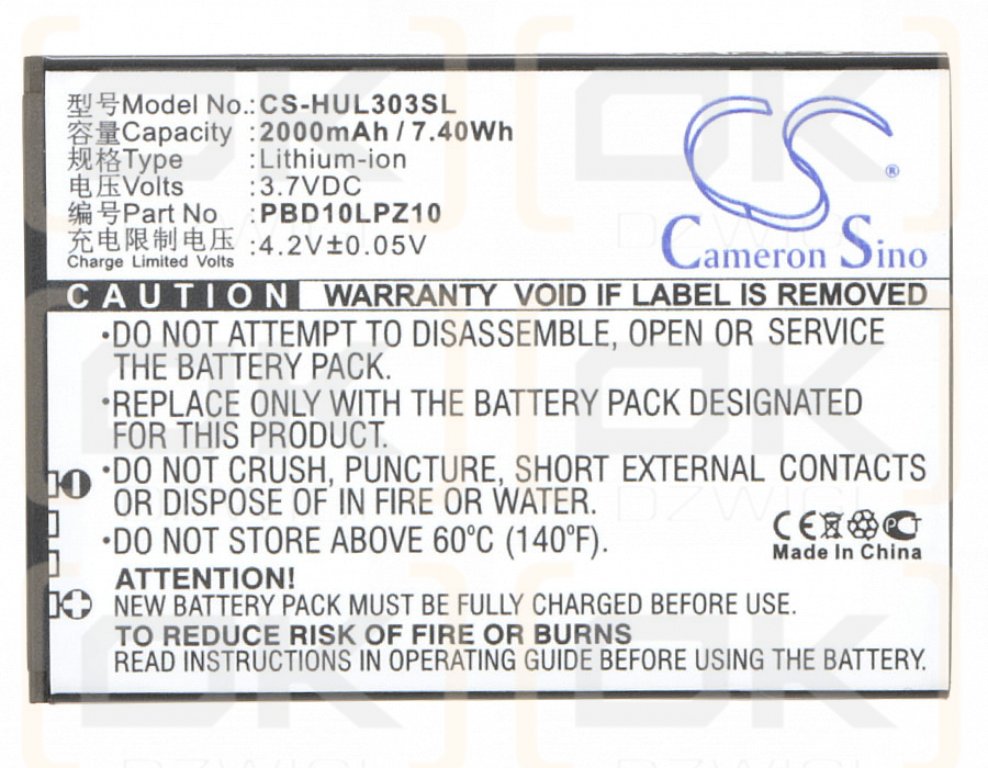 Huawei 303HW / PBD10LPZ10 2000 mAh Li-Ion 3,7 V (Cameron Sino)