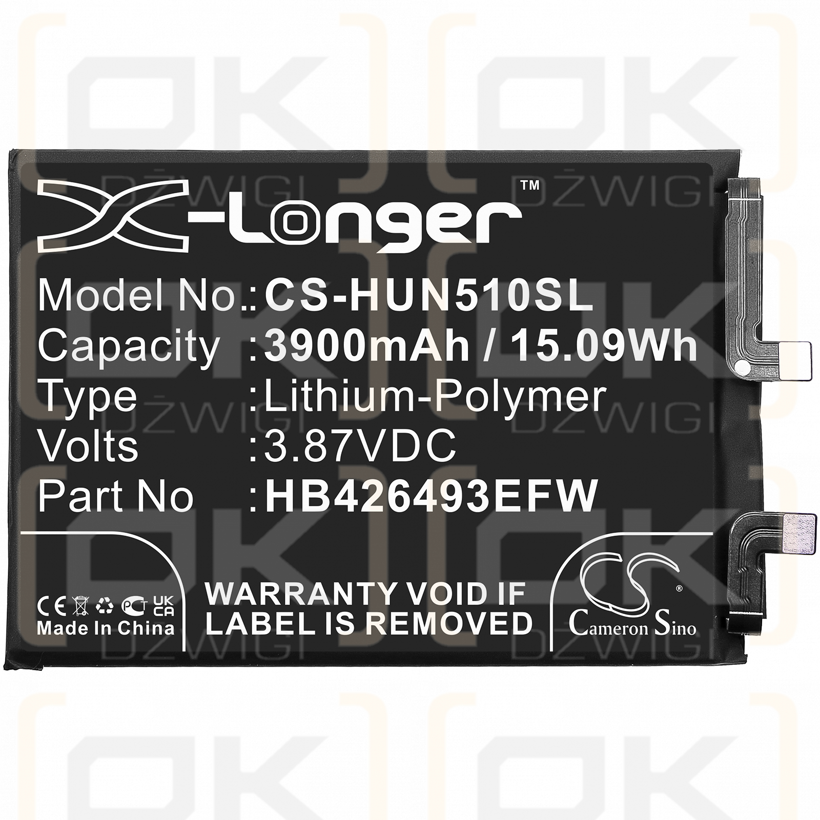 Huawei JLH-AN00 / HB426493EFW 3900mAh Li-Polímero 3.87V (Cameron Sino)