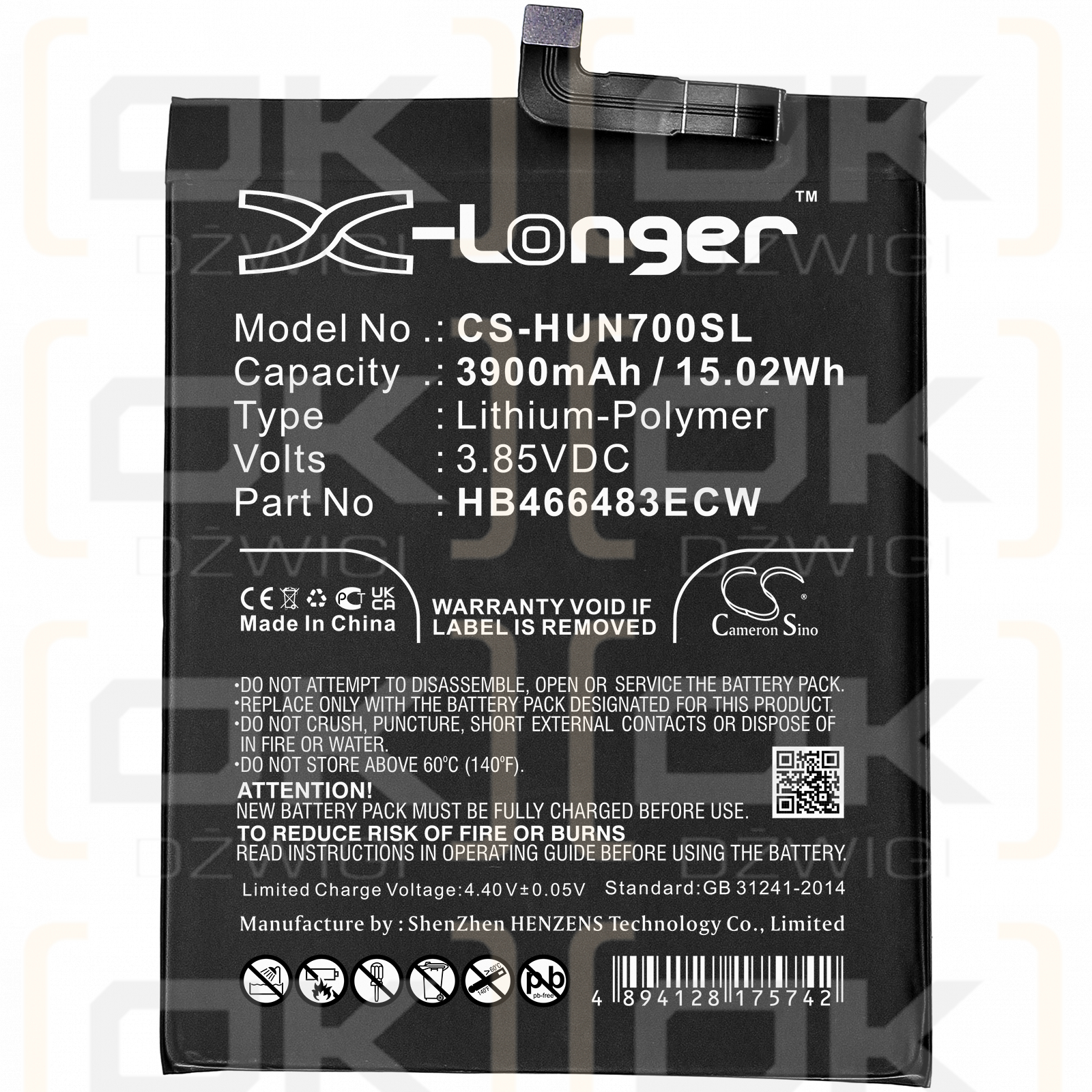 Huawei JEF-TN20 / HB466483ECW 3900mAh Li-Polímero 3.85V (Cameron Sino)