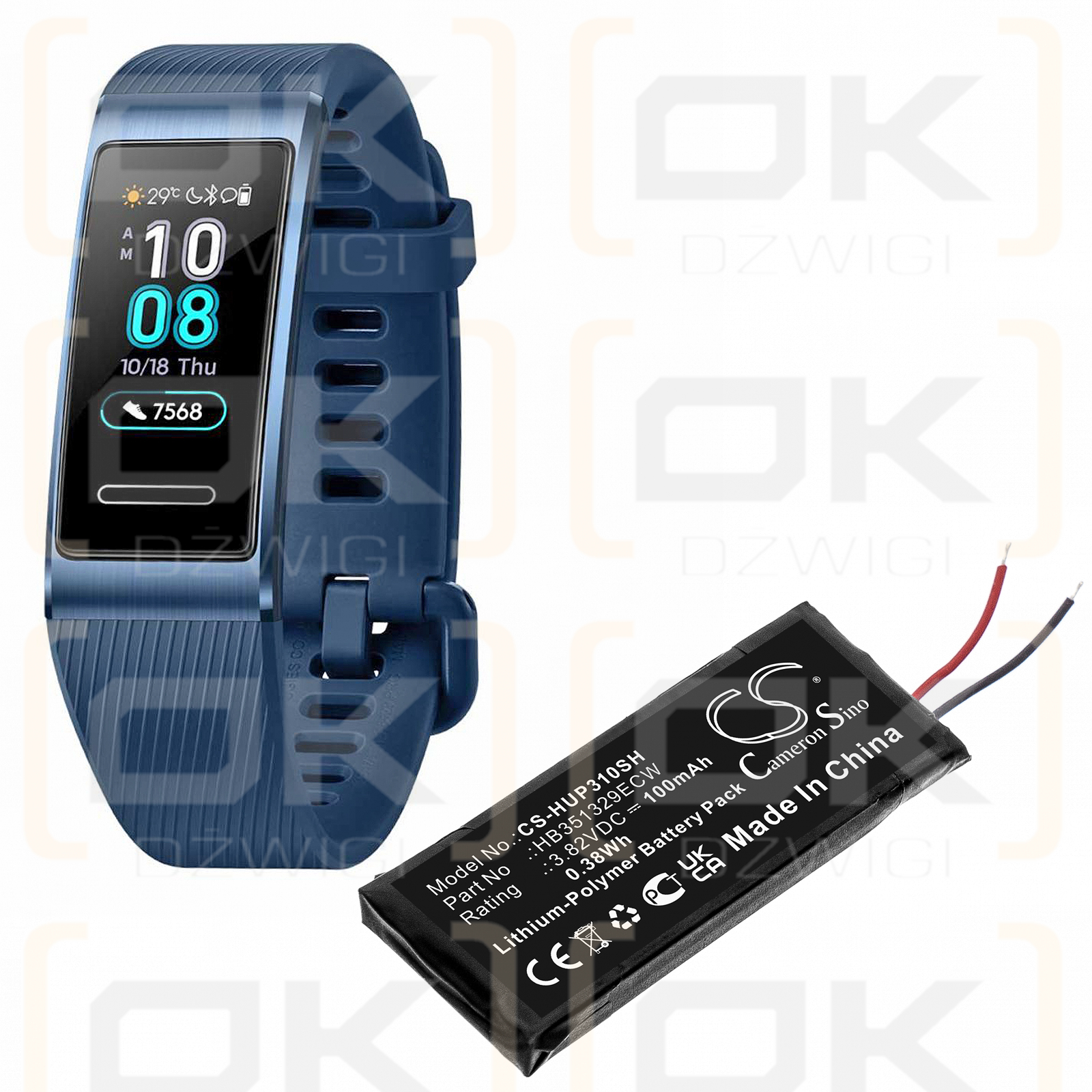 Huawei Band 3 Pro / HB351329ECW 100mAh Li-Polímero 3.82V (Cameron Sino)