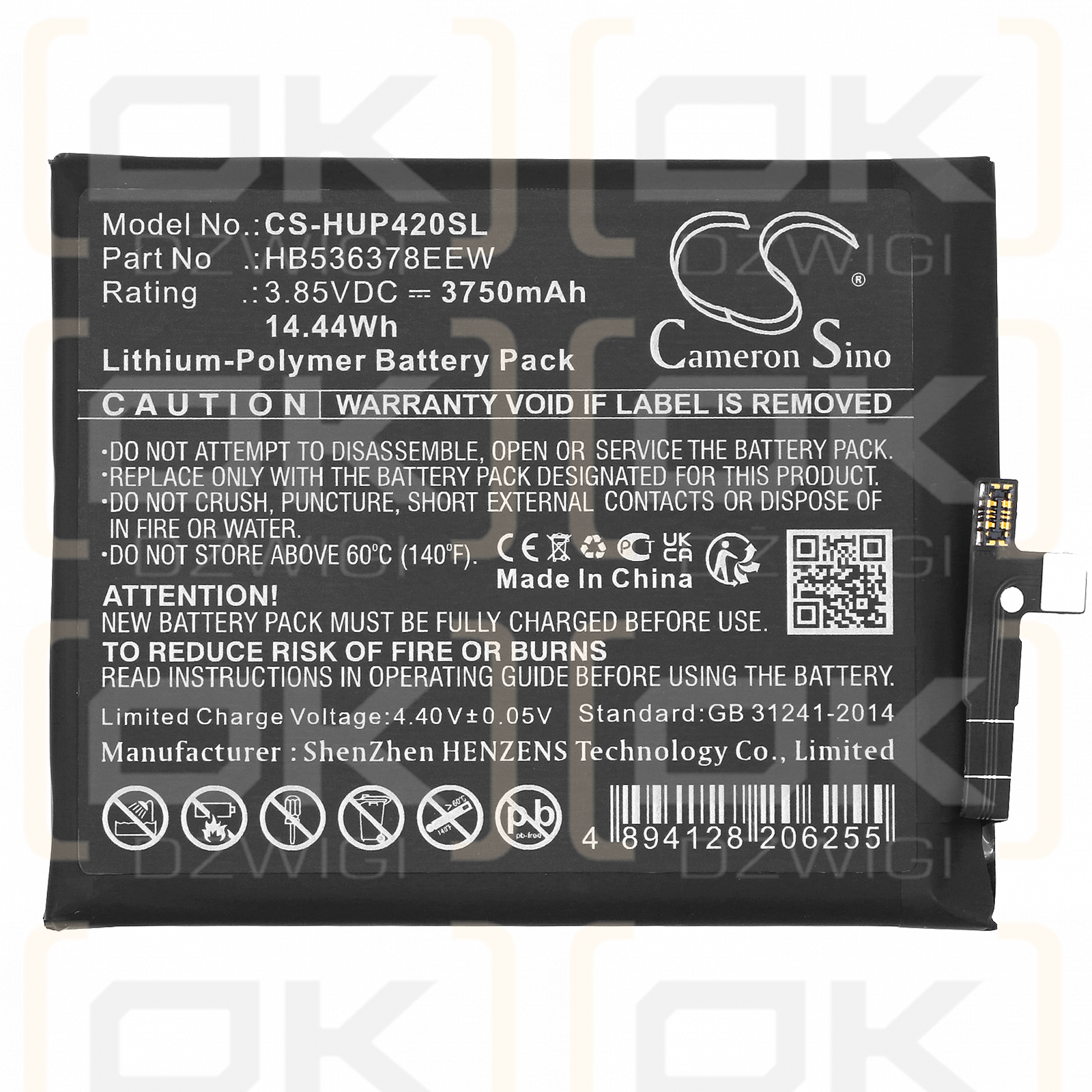 Huawei ELS-NX9 / HB536378EEW 3750mAh Li-polímero 3.85V (Cameron Sino)