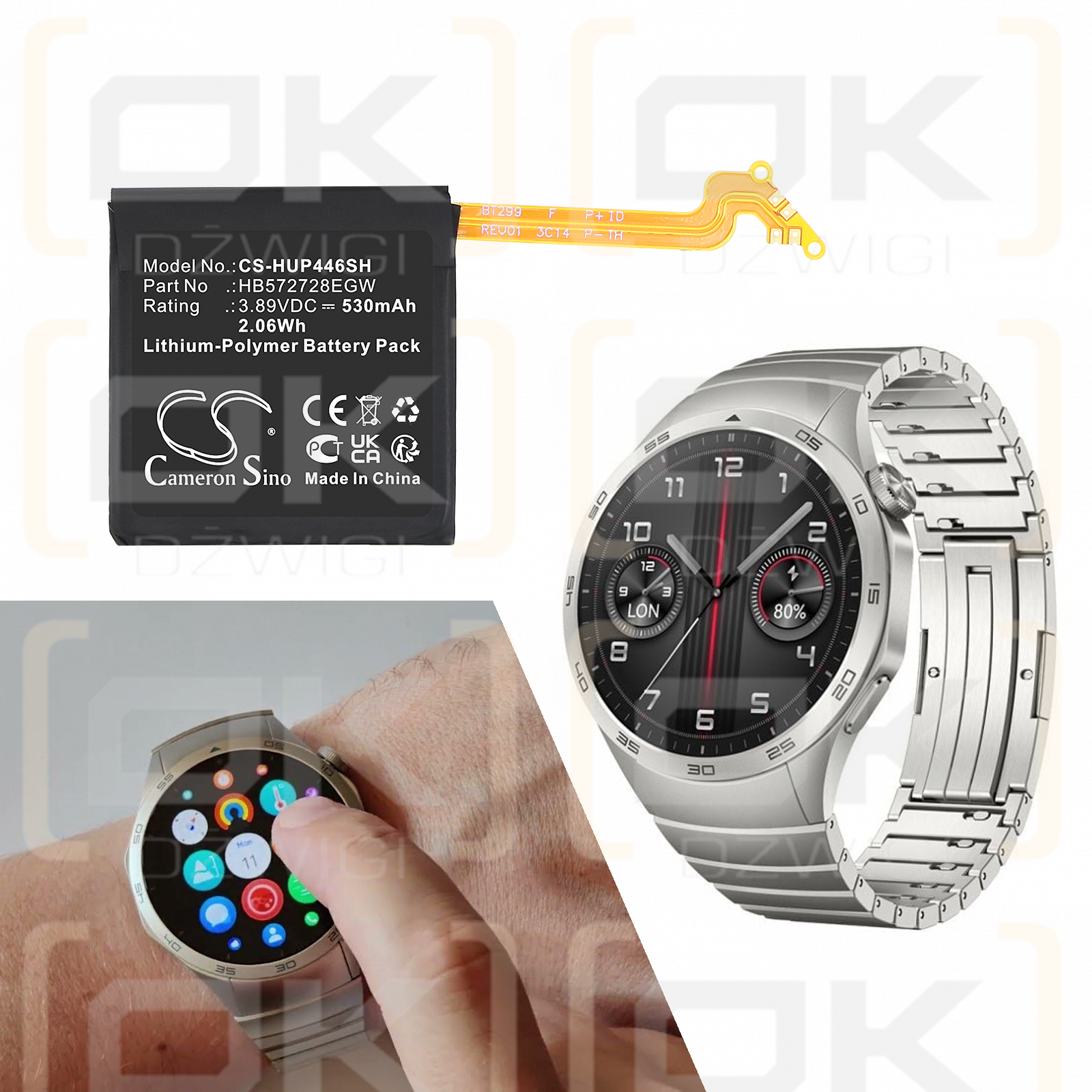 Huawei Watch GT4 46mm / HB572728EGW 530mAh Li-Polymer 3.89V (Cameron Sino)