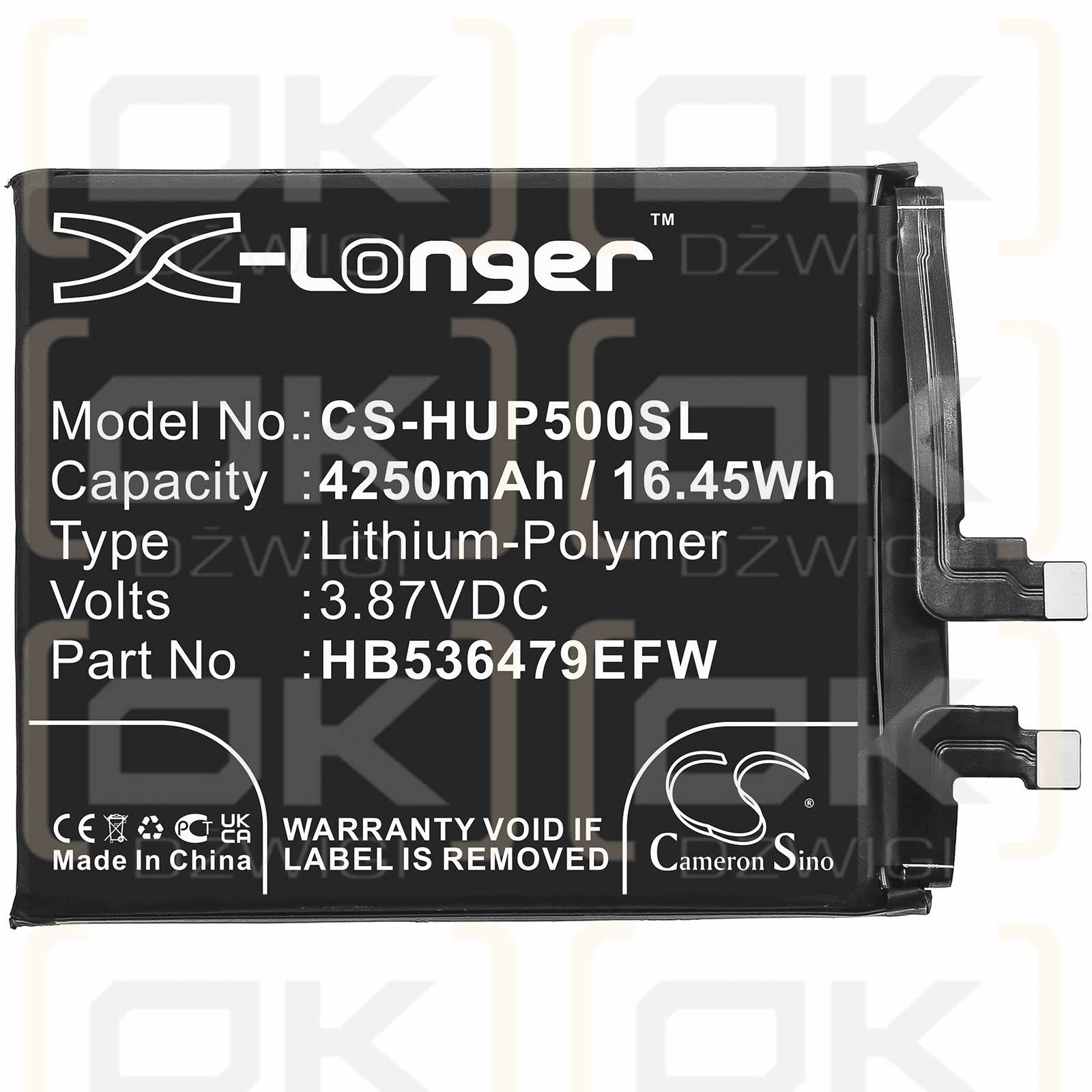 Huawei JAD-L29 / HB536479EFW 4250mAh Li-polímero 3.87V (Cameron Sino)