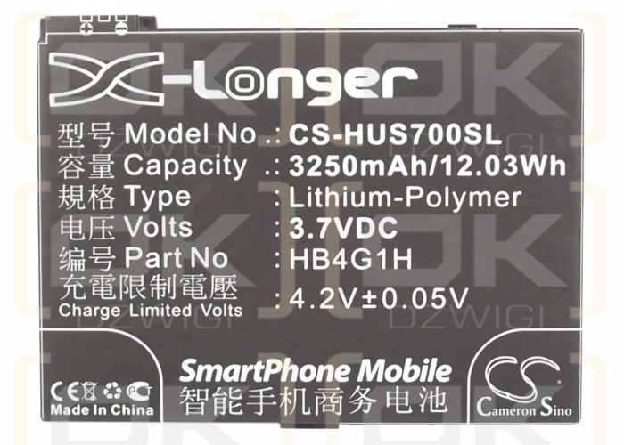 Huawei S7 Slim / HB4G1H 3250 мАч, литий-полимерный, 3,7 В (Cameron Sino)