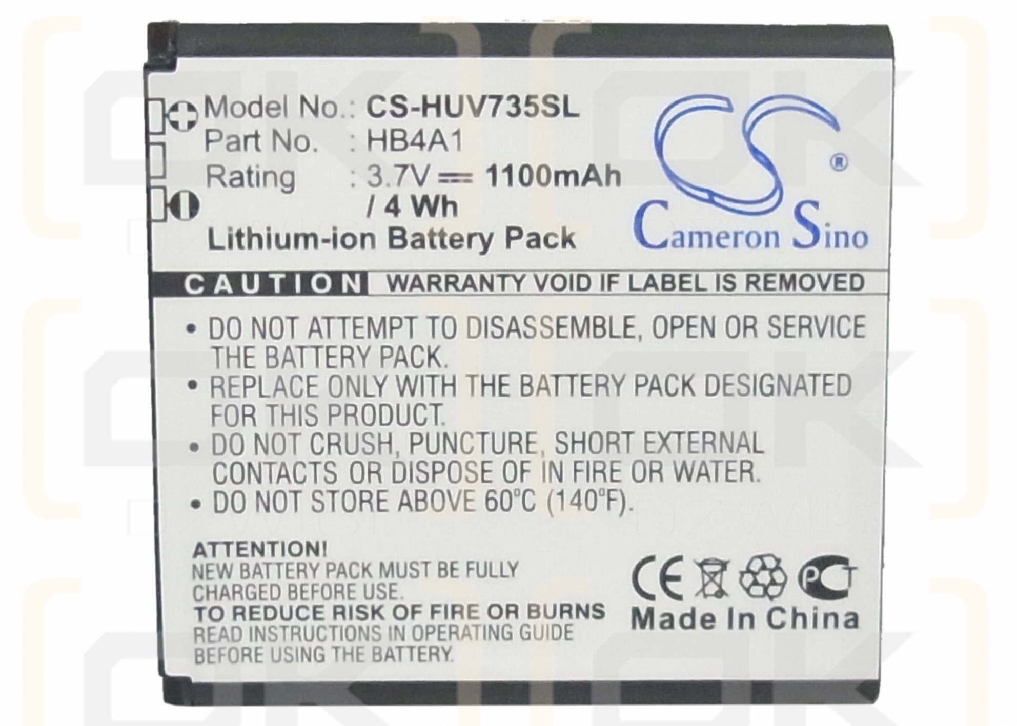 Huawei V736 / HB4A1 1100mAh Li-ion 3.7V (Cameron Sino)