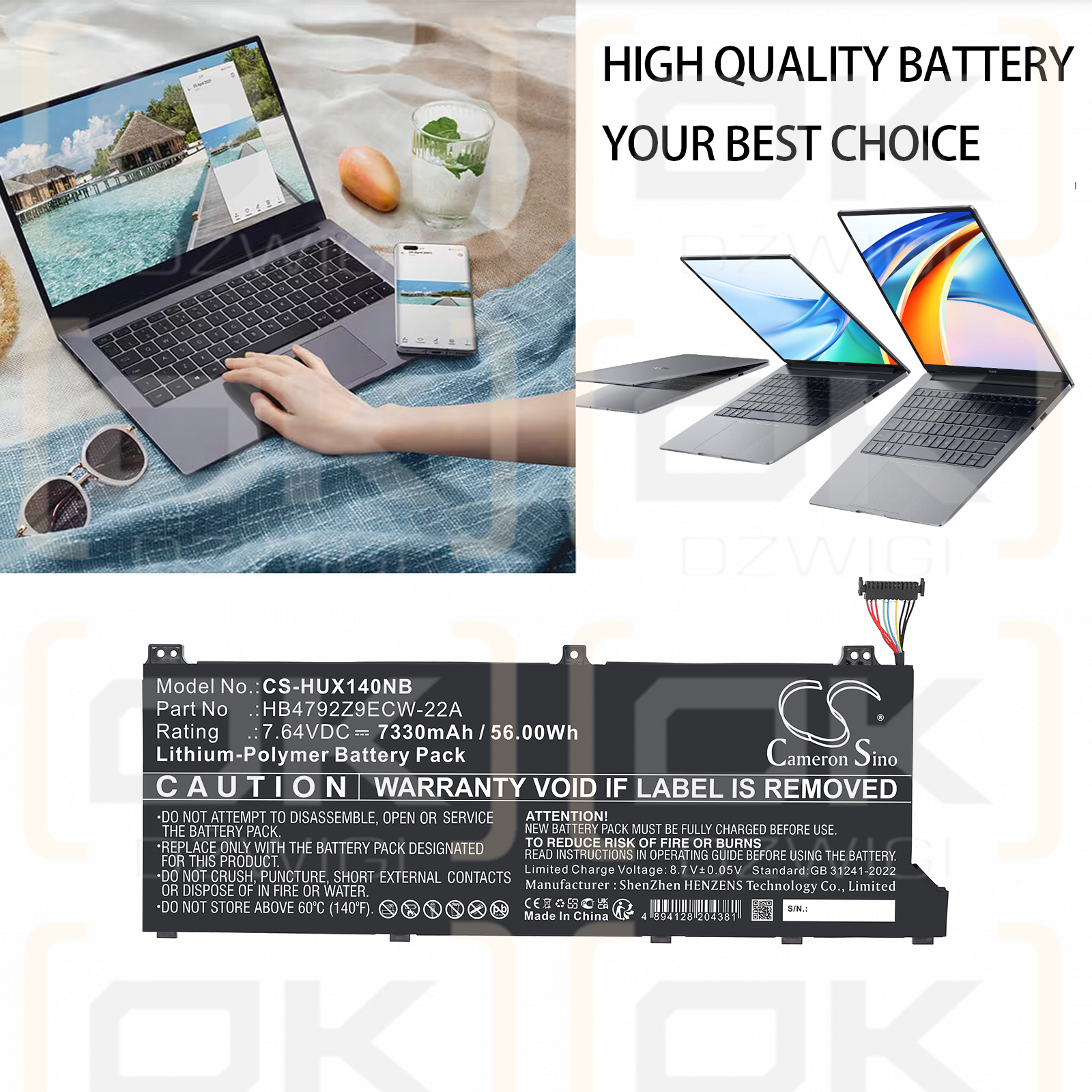 Honor NMH-WFQ9HN / HB4792Z9ECW-22A 7330 mAh Li-Polymer 7,64 V (Cameron Sino)