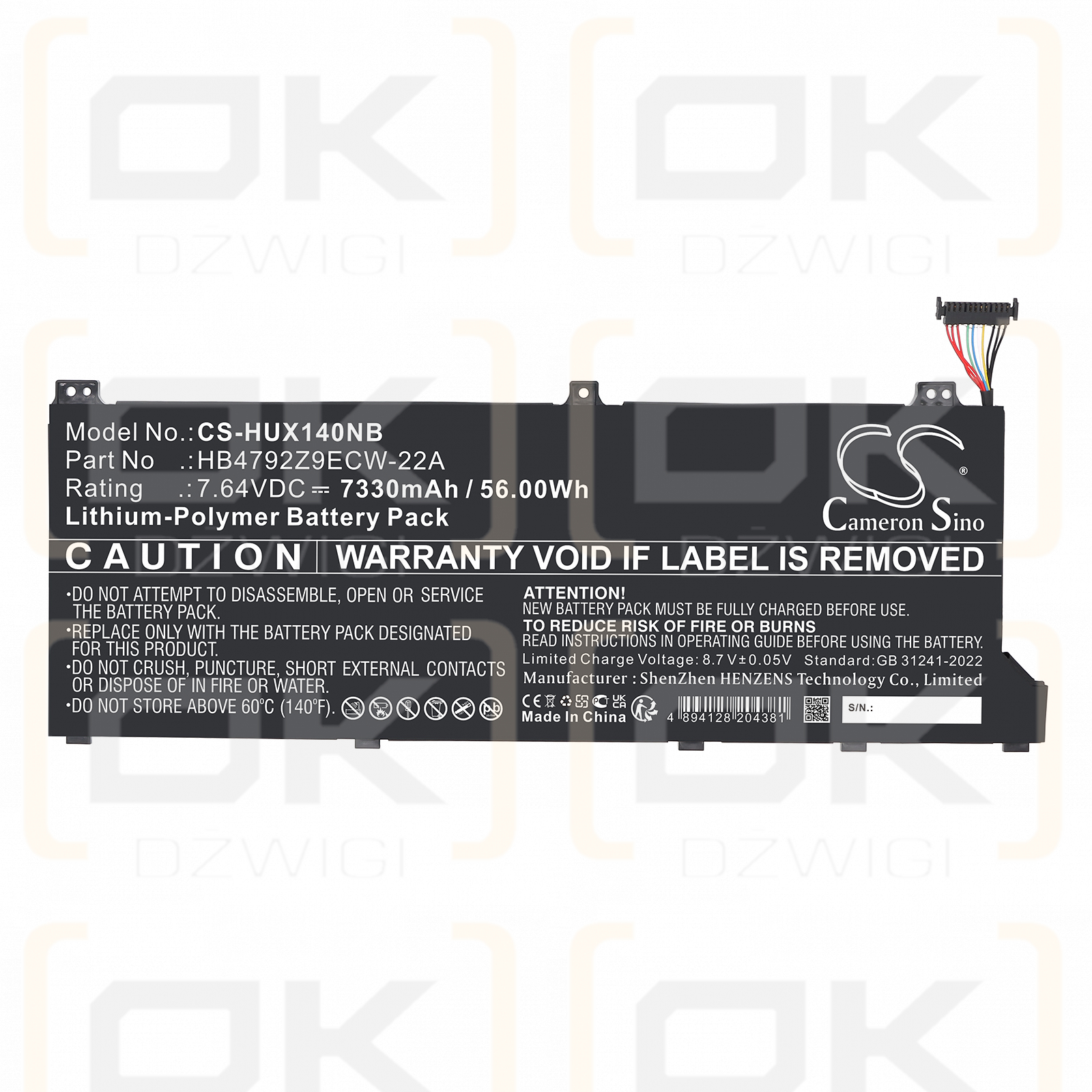 Honor NMH-WFQ9HN / HB4792Z9ECW-22A 7330 mAh Li-Polymer 7,64 V (Cameron Sino)