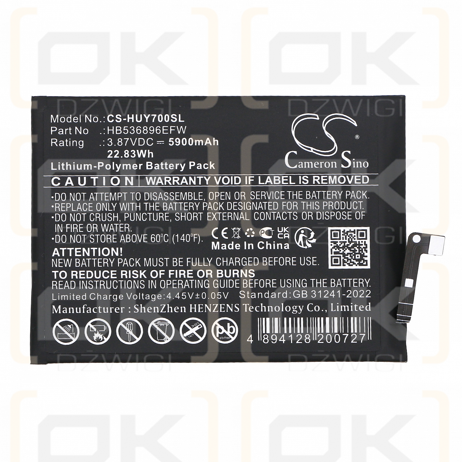 Huawei MGA-AL00 / HB536896EFW 5900mAh Li-Polímero 3.87V (Cameron Sino)