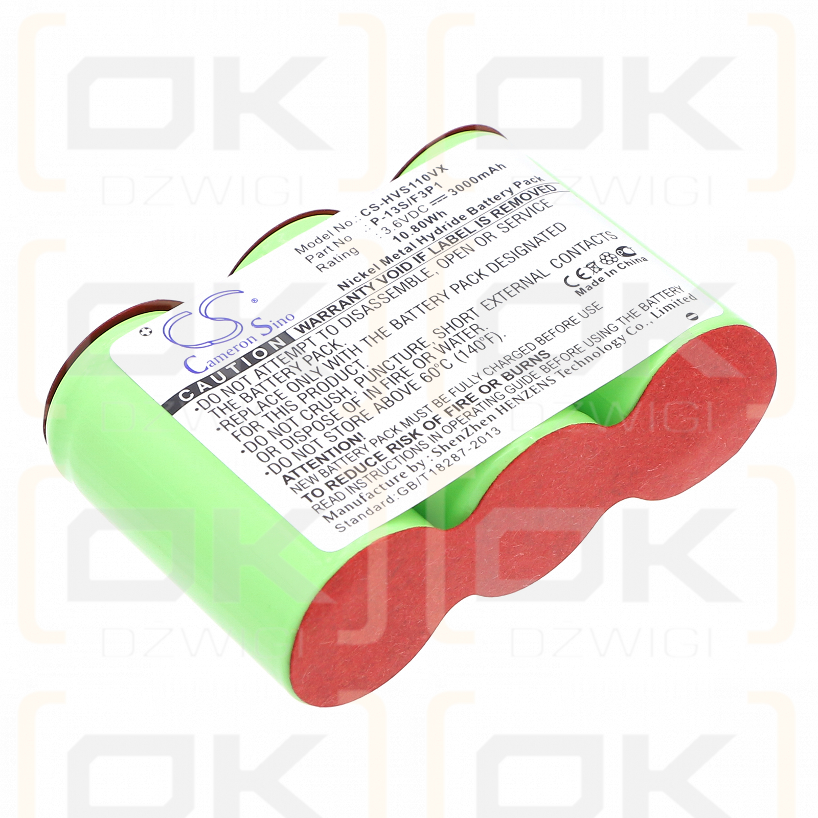 Hoover S1117900 / P-13S/F3P1 3000 mAh Ni-MH 3.6 V (Cameron Sino)