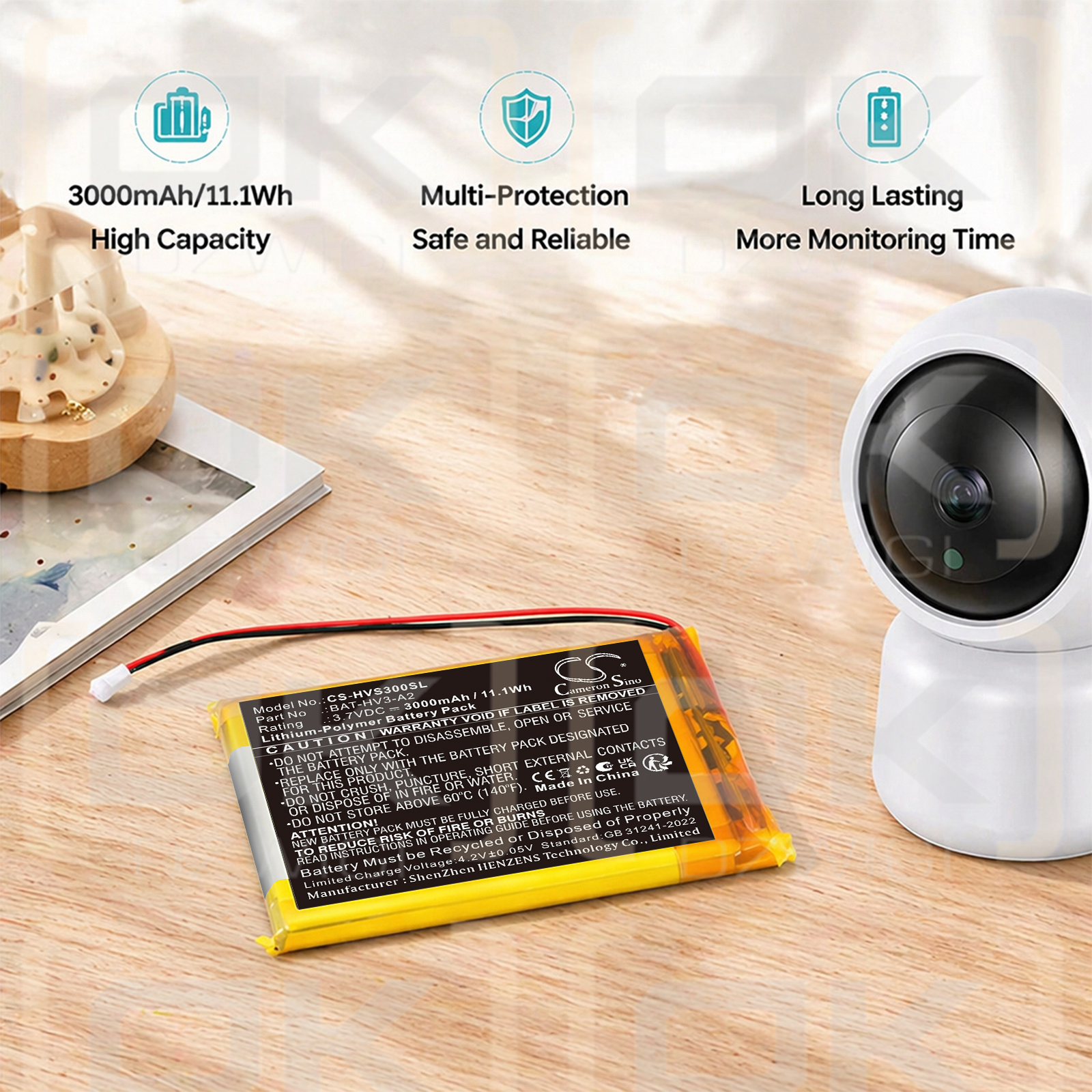 Сменный аккумулятор для детского видеоняни HeimVision Soothe 3 / BAT-HV3-A2 3000 мАч Li-Polymer 3,7 В (Cameron Sino)