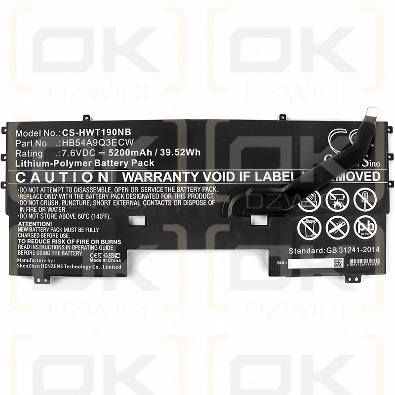 Huawei WT-W19 / HB54A9Q3ECW 5200 mAh Li-Polymer 7.6 V (Cameron Sino)