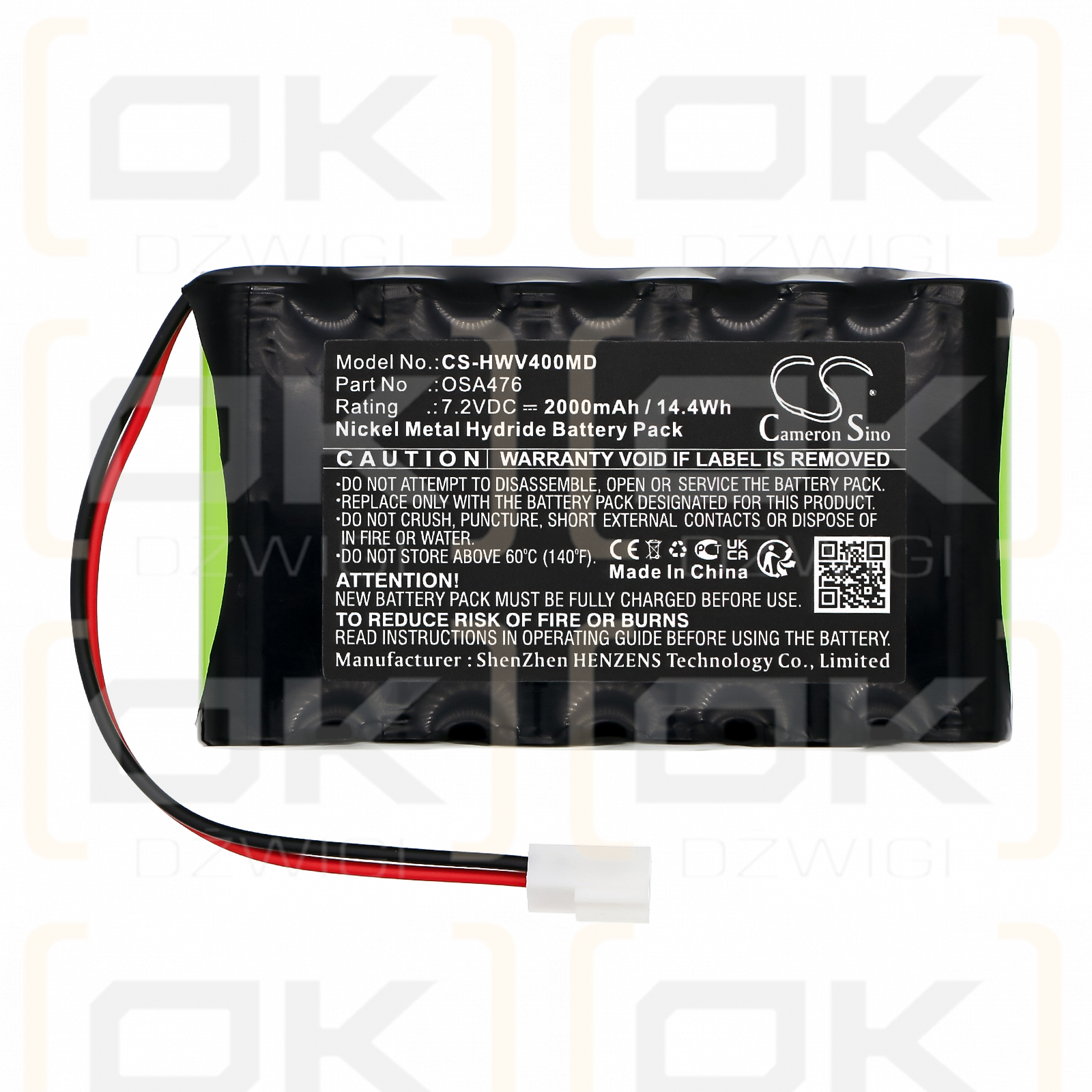 H-Wave OTC / OSA476 2000mAh Ni-MH 7.2V (Cameron Sino)