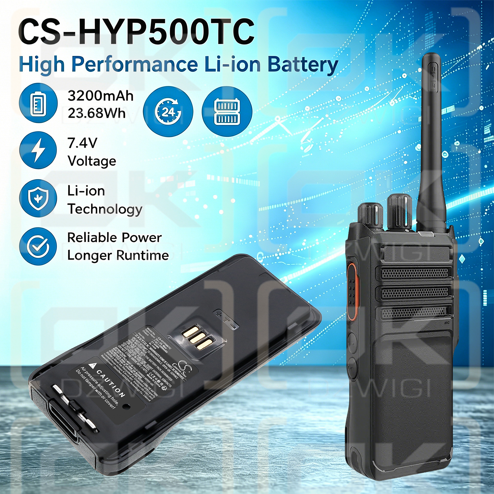 Сменный аккумулятор для Hytera HP660 / BL1508 3200 мАч Li-ion 7,4 В (Cameron Sino)